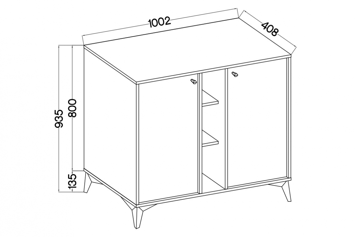 Komoda Lotina III 2F - 100 cm - eukalyptus / čierny nožičky Komoda Lotina III 2F - 100 cm - eukaliptus / čierny nožičky