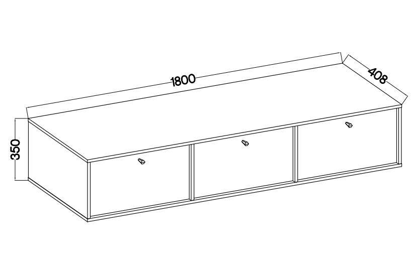 TV stolek závěsná Lotina IV 3K - 180 cm - černá grafit Skříňka RTV závěsná Lotina IV 3K - 180 cm - černá grafit