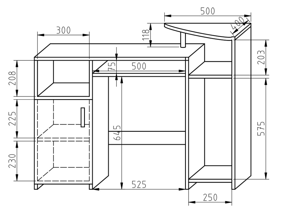 Písací stôlBK57 116 cm - dub sonoma Písací stôl mlodziezowe BK57 z wneka na komputer 116 cm - Dub sonoma