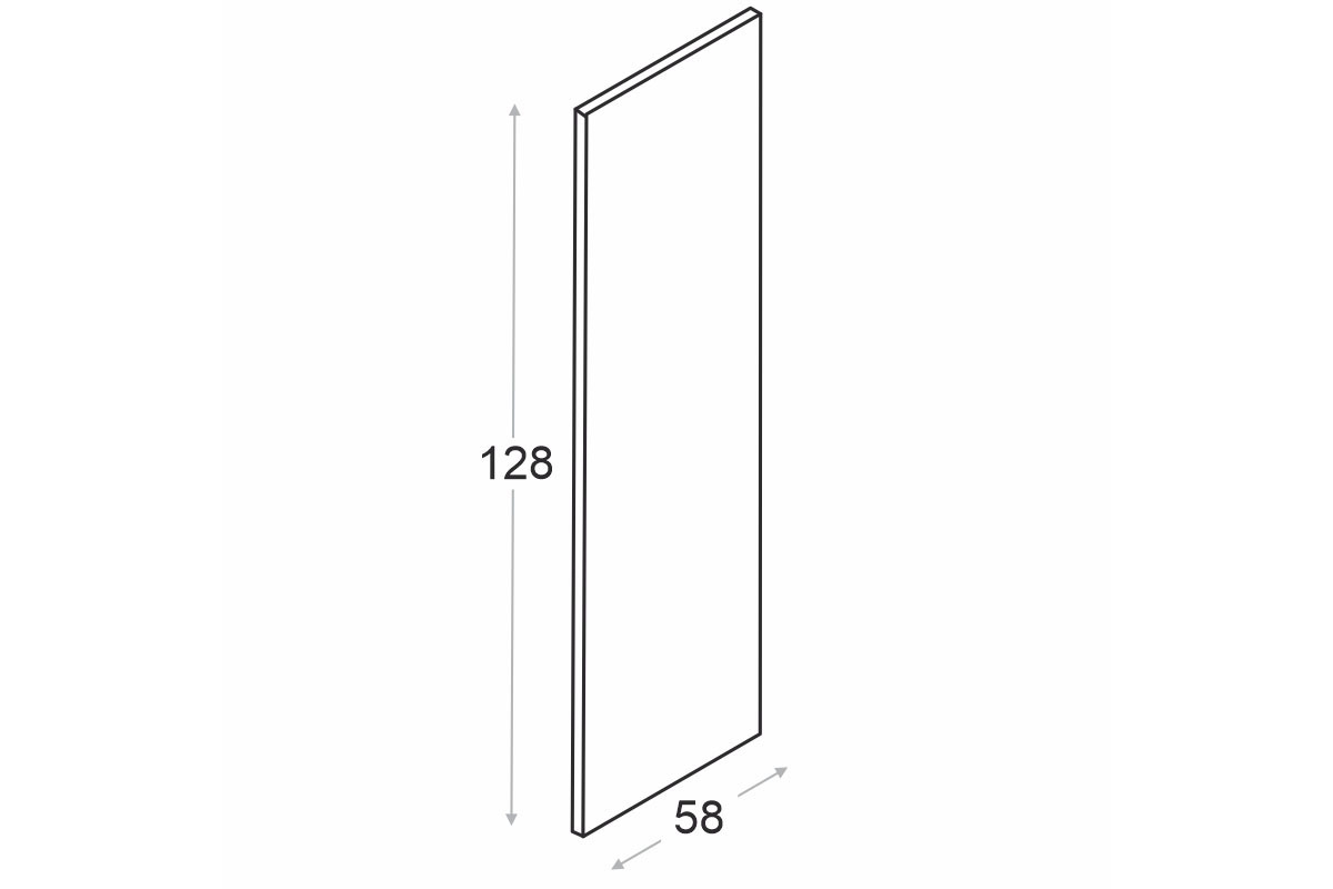 Bok nákladaný Ilandia 128x58 cm pro vestavbu lednice - šedý mat Bok nakladany Ilandia 128x58cm do zabudowy lodowki - dub hikora