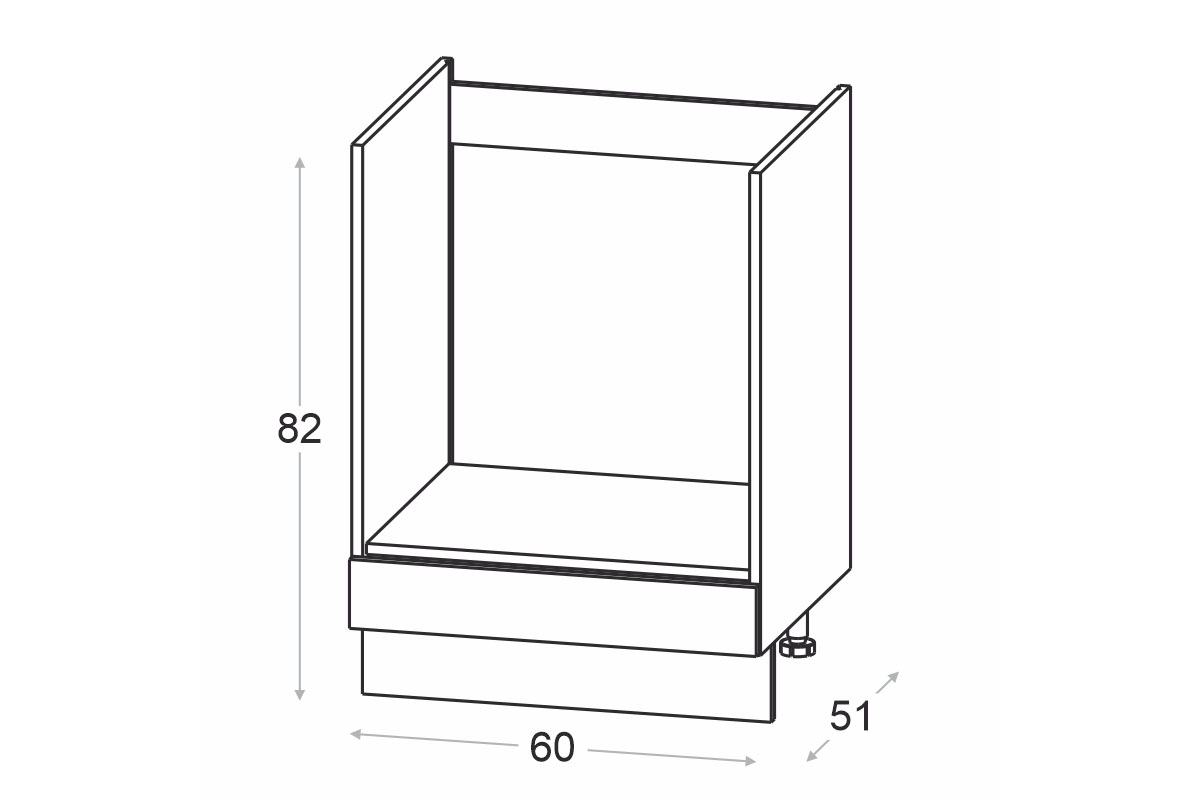 Kuchyňská spodní skříňka Ilandia DP60 pro troubu - bílý mat Skříňka kuchyňská spodní Ilandia DP60 pod zabudowe piekarnika - bílý mat