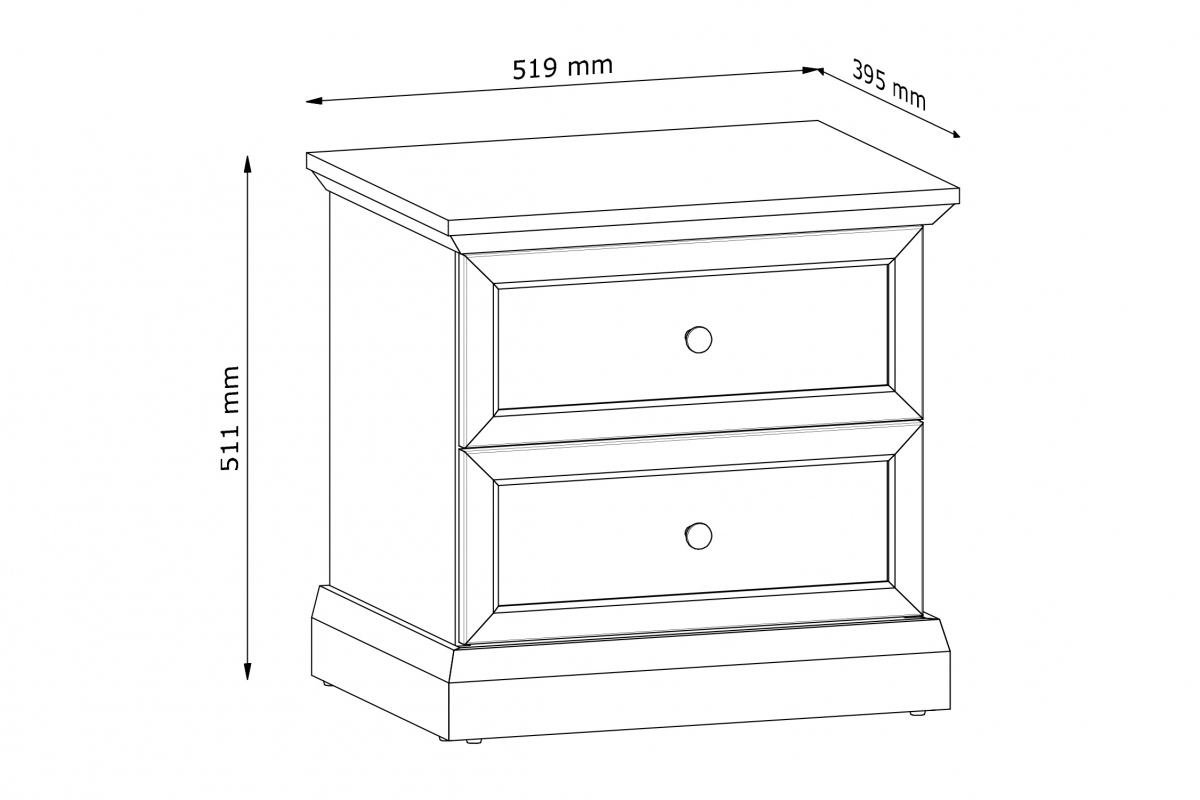 Nočný stolík Lucca so zásuvkami 52 cm - grafit Nočný Stolík Lucca so zásuvkami 52 cm - grafit