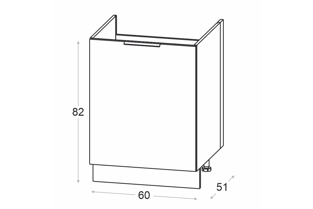 Kuchyňská spodní skříňka Ilandia DZ60.1 pod dřez - bílý mat Skříňka kuchyňská spodní Ilandia DZ60.1 pod zlewozmywak - bílý mat