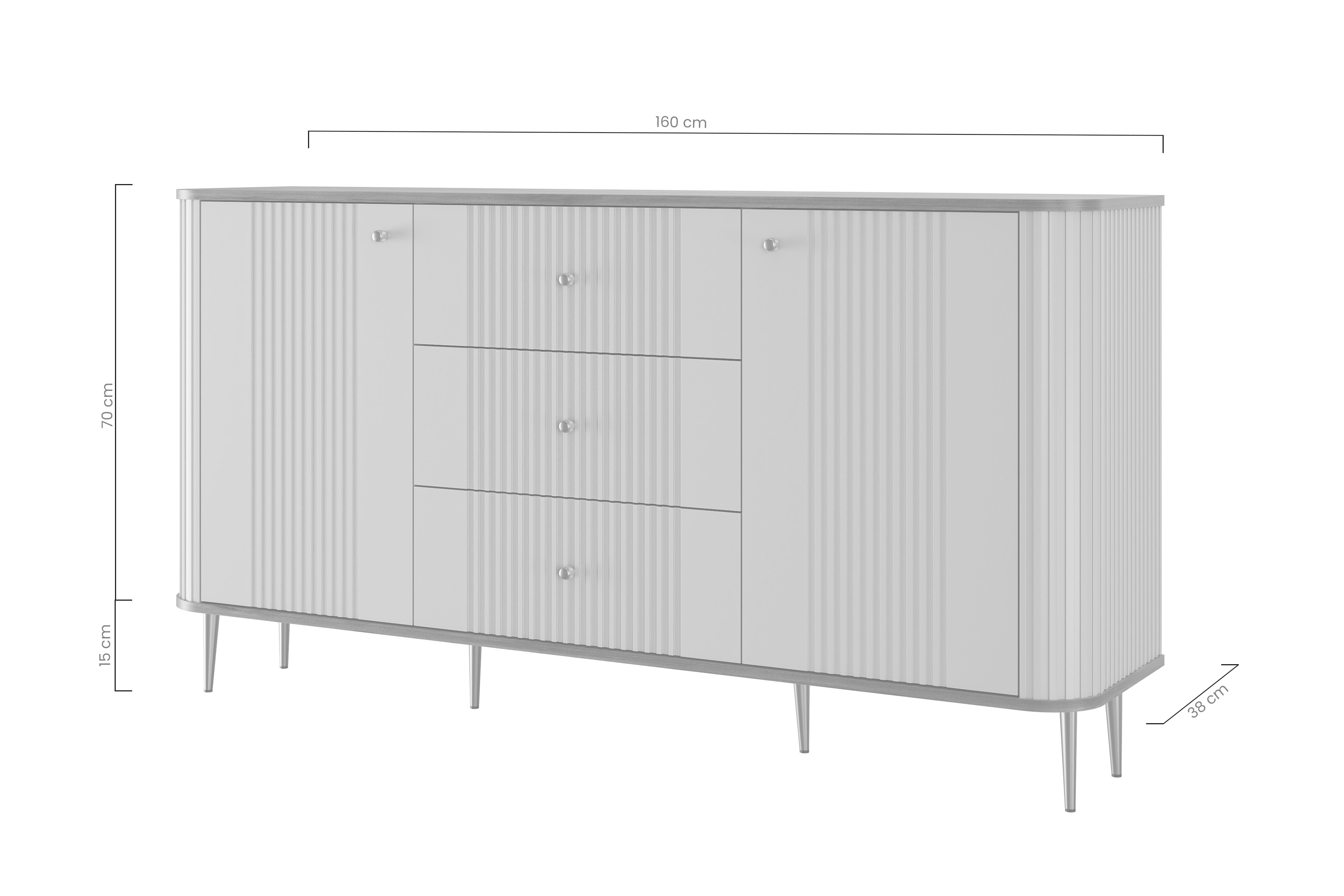 Komoda se zásuvkami Verspera 160 cm - kašmír / ořech / černá Nohy Komoda se zásuvkami Versper 160 cm - kašmír / ořech / černá Nohy