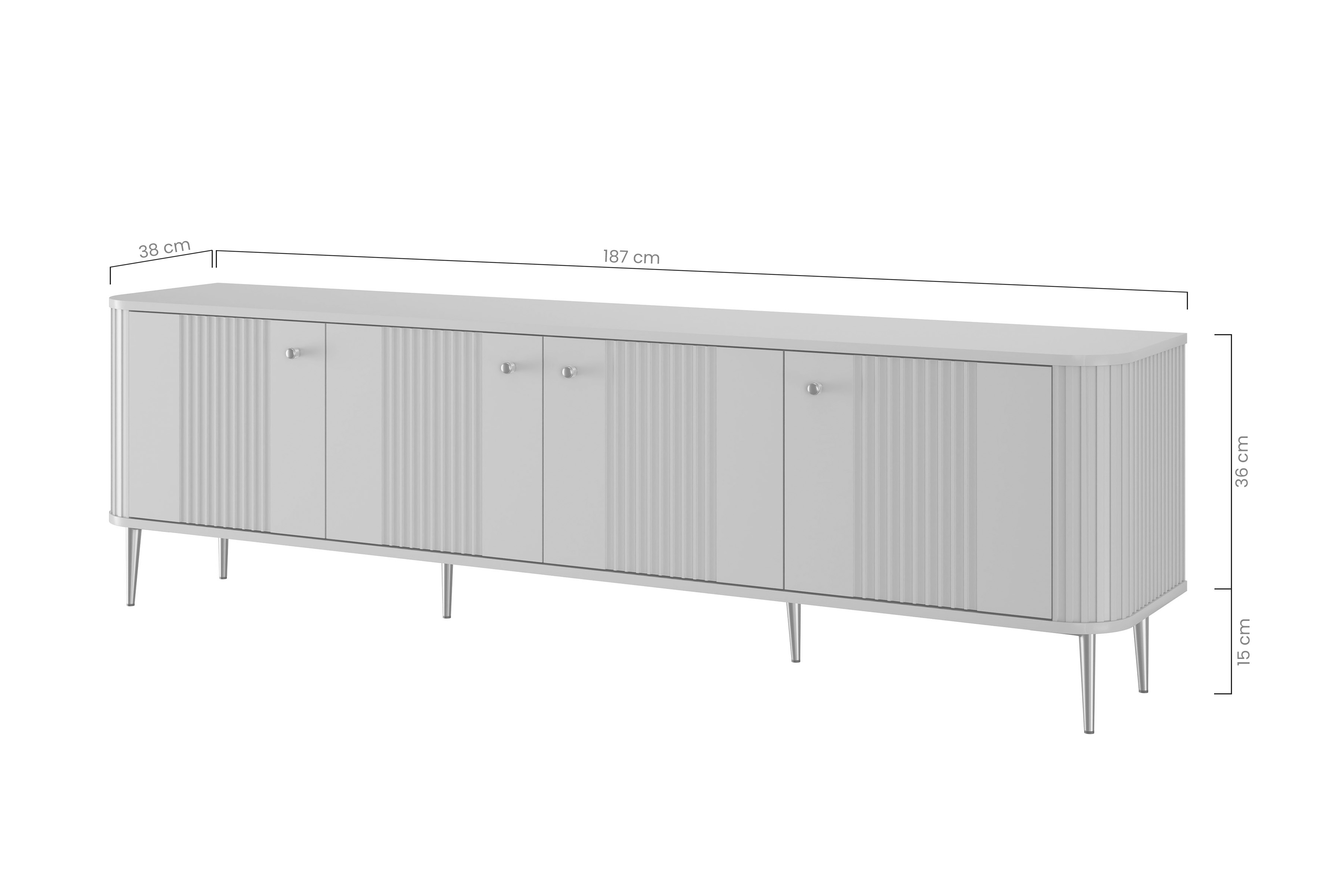 TV stolek Vesper 4D 187 cm - kašmírová / černé nožky Skříňka RTV Vespera 4D 187 cm - kašmír / černá Nohy