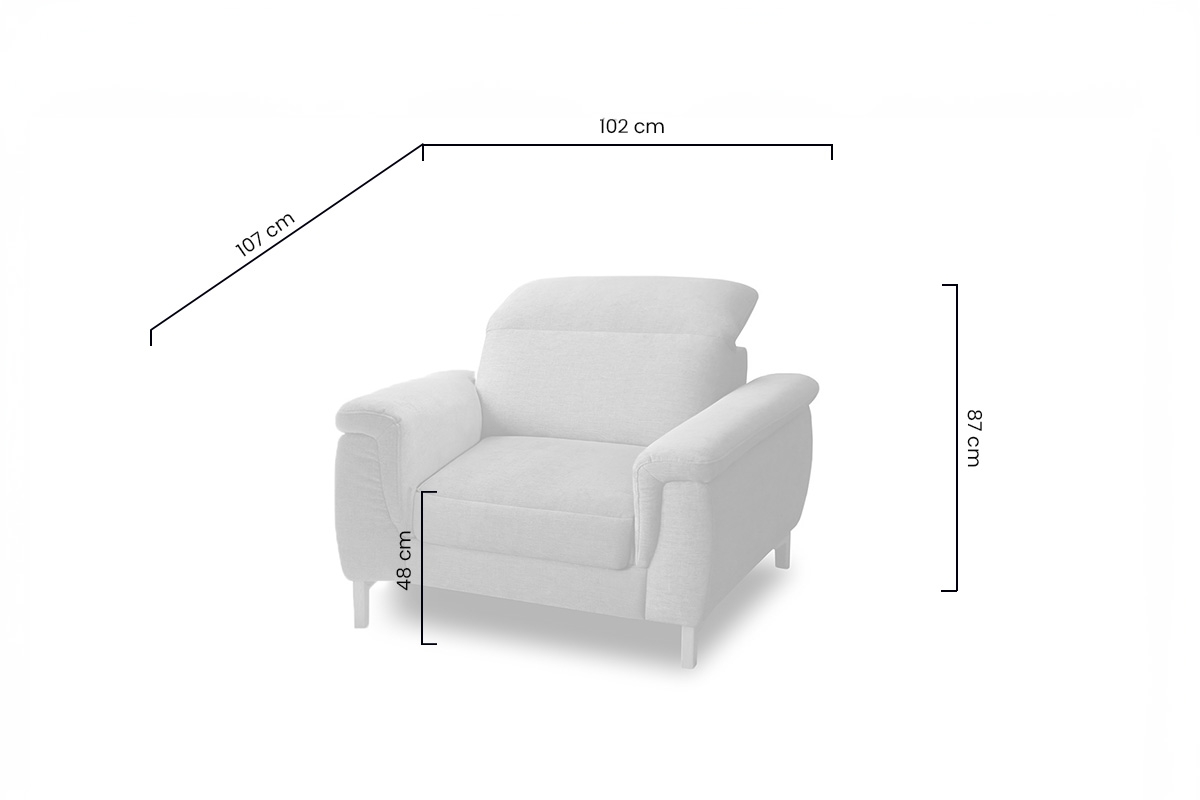 Křeslo čalouněná Mia z elektryczna funkcja relaks 102 cm Křeslo čalouněná Mia
