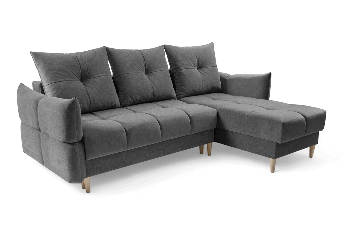 Rozkládací rohová sedací souprava Fitelia pravá - šedá Zetta 305 Rohová sedací souprava rozkládací Fitelia pravá - šedá welwet snadno čistitelný Zetta 305 