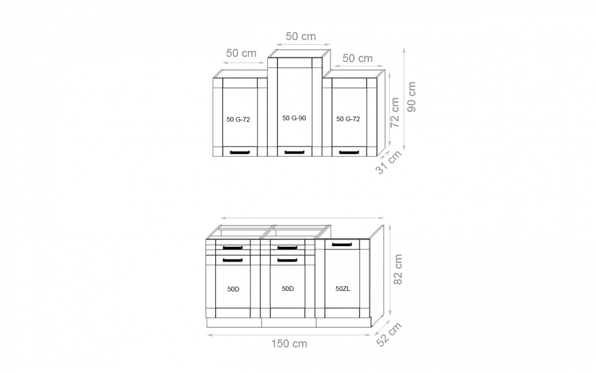 Komplet nábytku kuchynského Framilo 150cm - Béžová Komplet nábytku kuchynského Framilo 150cm - Béžová