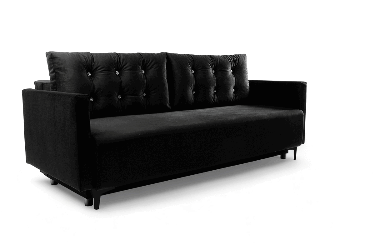 Rozkladacia pohovka Megi - čierny zamat Velluto 20 Pohovka s funkciou spania Megi - Čierny zamat Velluto 20