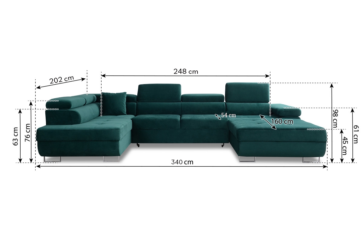 Rozkladacia rohová sedacia súprava Annabelle U II - čierne nožičky Rohová sedacia súprava s funkciou spania Annabelle U II / nožičky čierny