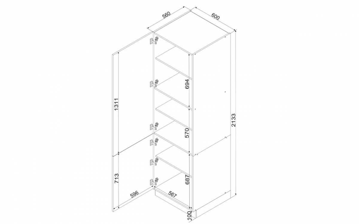 vysoká skříňka kuchenny Natalia D60 SL/2133 P/L dvoudveřový - bílý lesk vysoká skříňka kuchenny Natalia D60 SL/2133 P/L dvoudveřový - bílý lesk