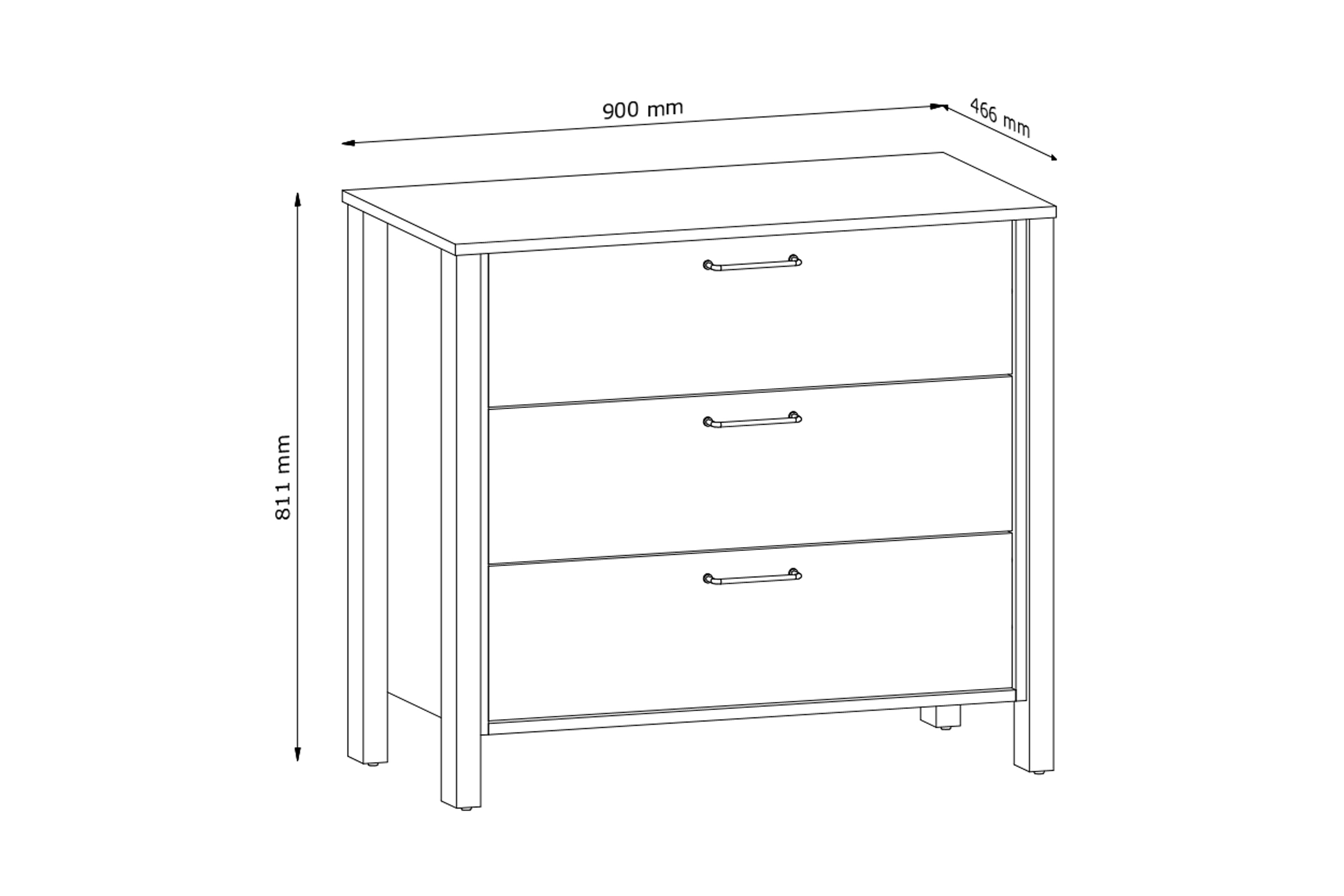 Komoda Ertigo se třemi  zásuvkami 90 cm - dub wotan/zelená Komoda Ertigo se třemi  zásuvkami 90 cm - dub wotan/zelená