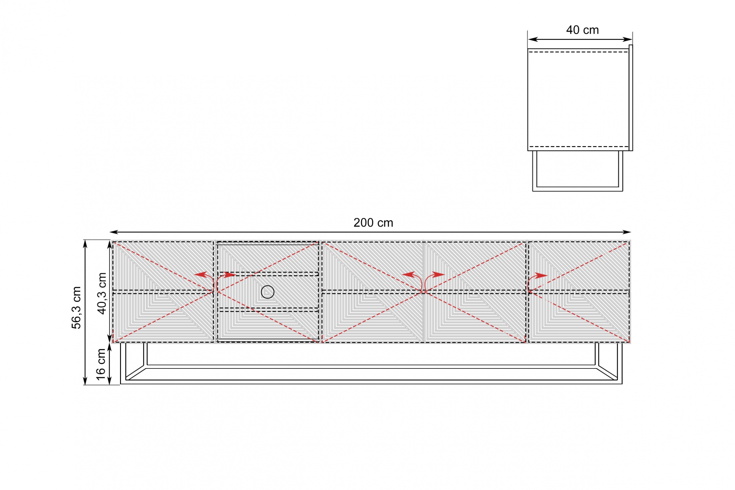 skříňka RTV Asha 200 cm s frézovanou přední částí i metalowym, czarnym stelazem - artisan / rivier stone mat - Výprodej z expozice skříňka RTV Asha 200 cm s frézovanou přední částí i metalowym, czarnym stelazem - artisan / rivier stone mat - Výprodej z expozice