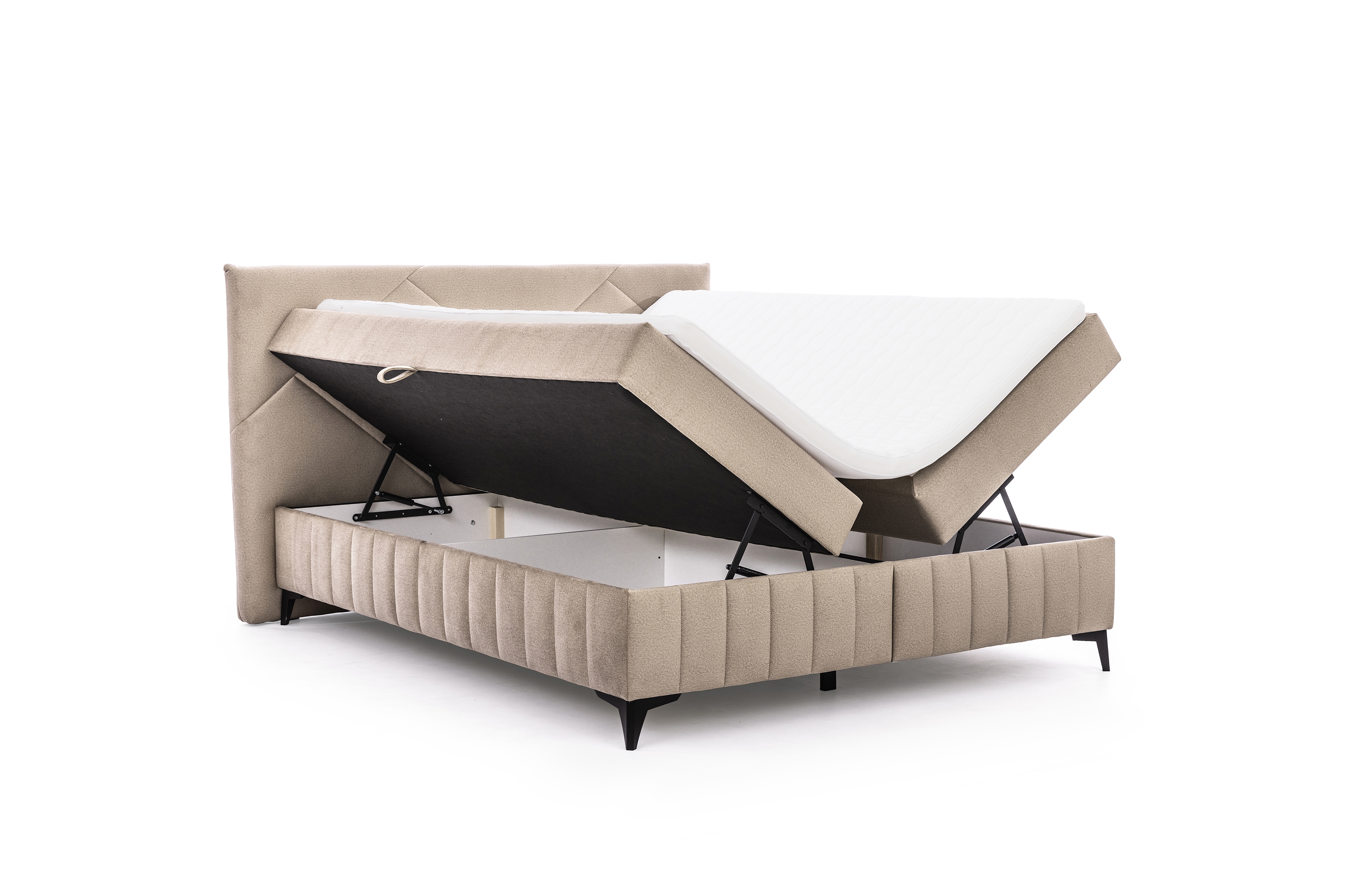 Pat boxspring Wasil 180x200 cu spațiu de depozitare - catifea bej hidrofobă Element 6 Pat Boxspring  Wasil 180x200 cu spațiu de depozitare - bej catifea hidrofobă Element 6 