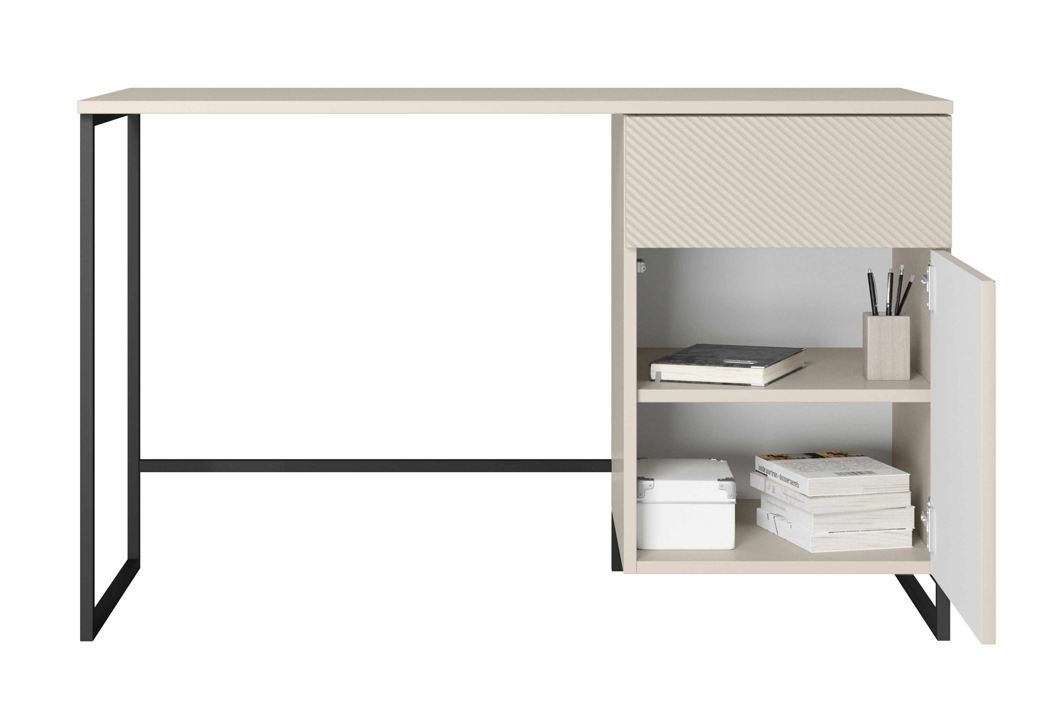 Písací stôl Asha 120 cm so zásuvkou – kašmírová / čierna Písací stôl Asha 120 cm z szuflada - kašmír / Čierny Rošt