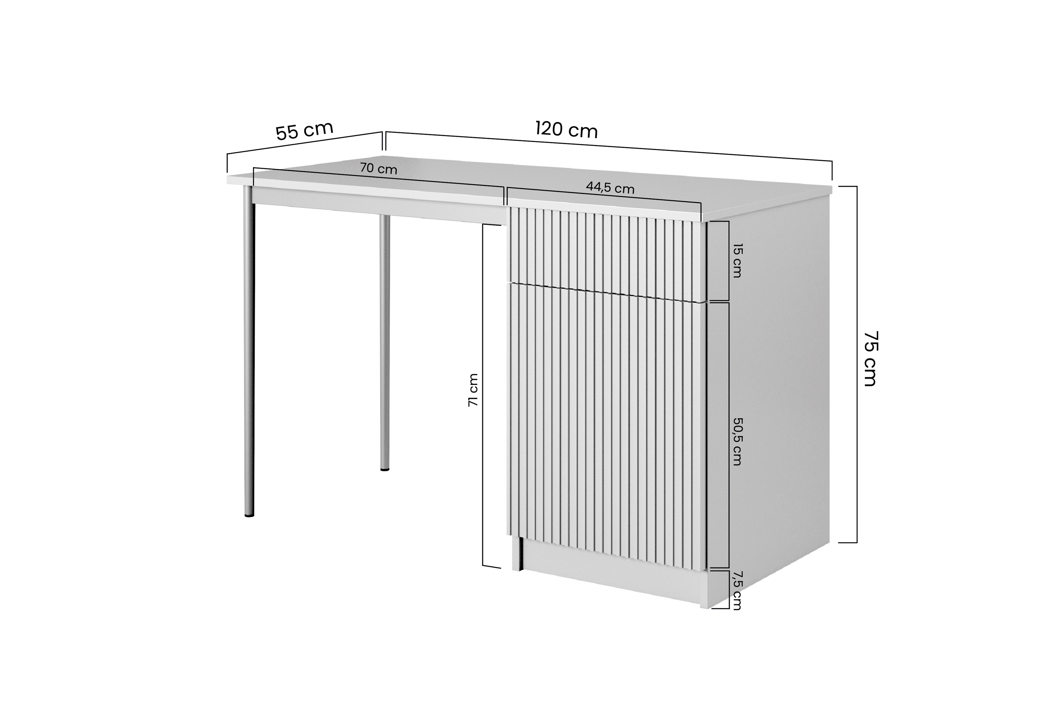 Psací stůl Nicole 120 cm – bílý mat / zlaté nožky psací stůl Nicole 120 cm z szuflada - bílý mat / zlote nozki