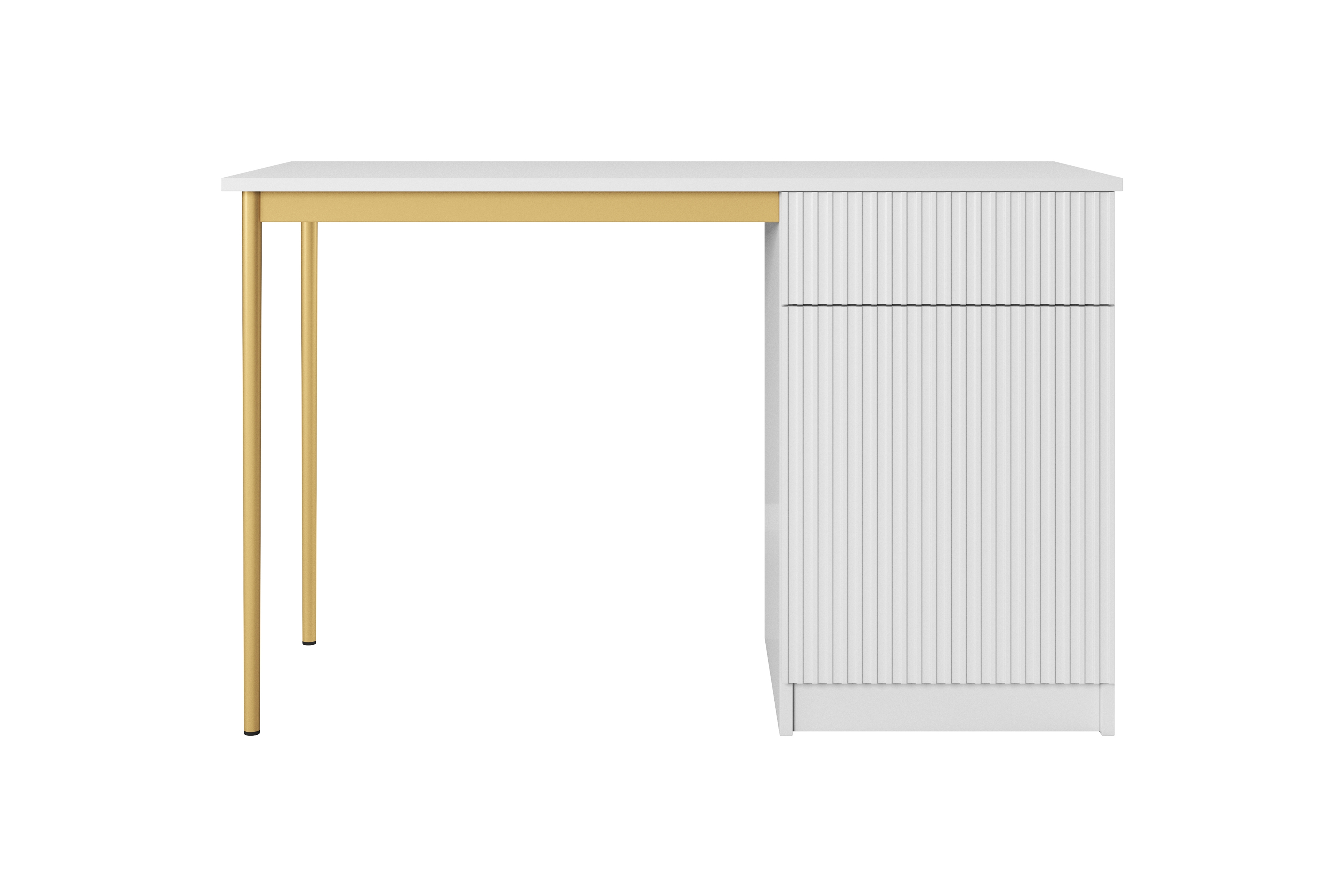 Psací stůl Nicole 120 cm – bílý mat / zlaté nožky psací stůl Nicole 120 cm z szuflada - bílý mat / zlote nozki