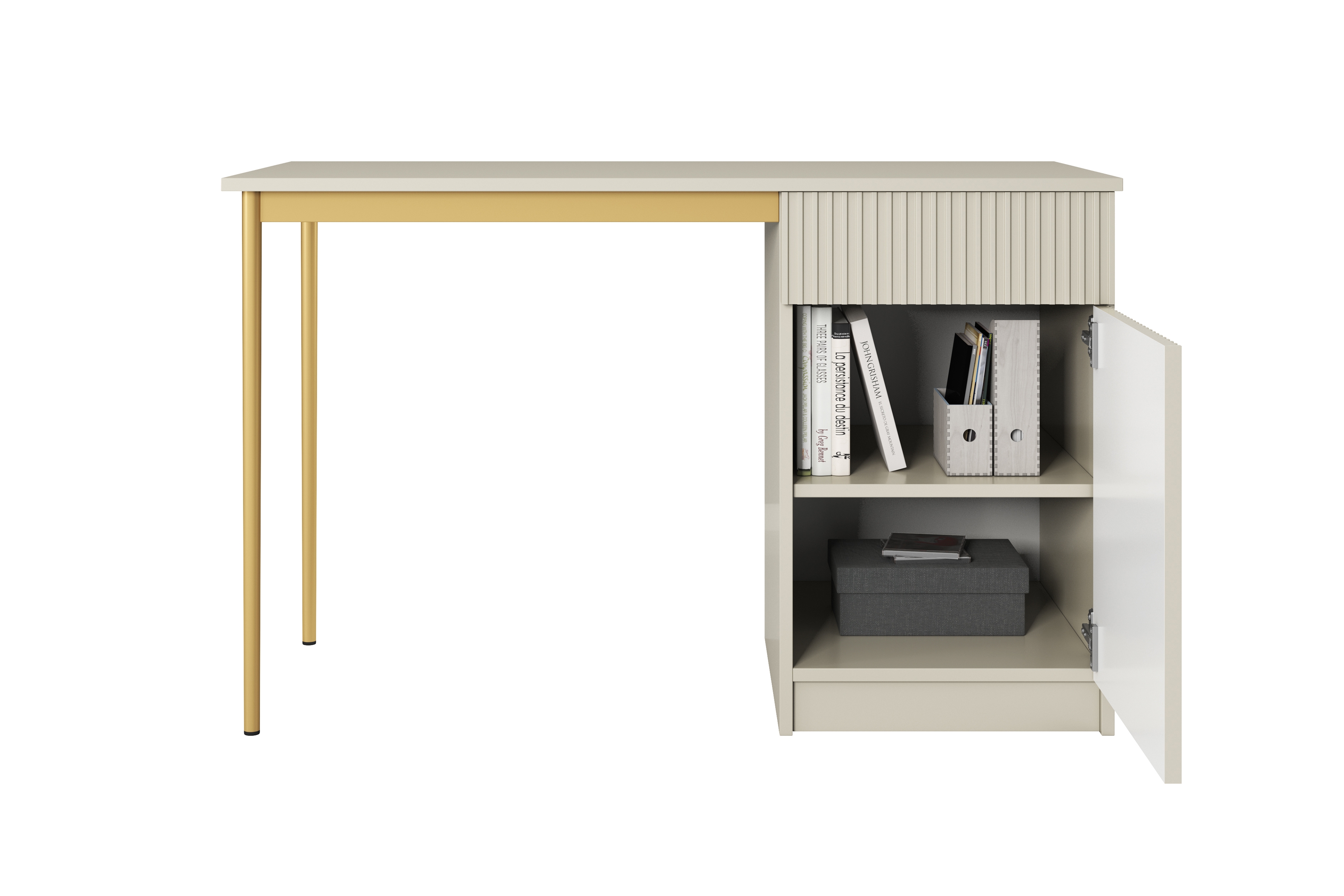 Písací stôl Nicole 120 cm so zásuvkou – kašmírová / zlatá Písací stôl Nicole 120 cm z szuflada - kašmír / zlote nozki (wolnostojace)