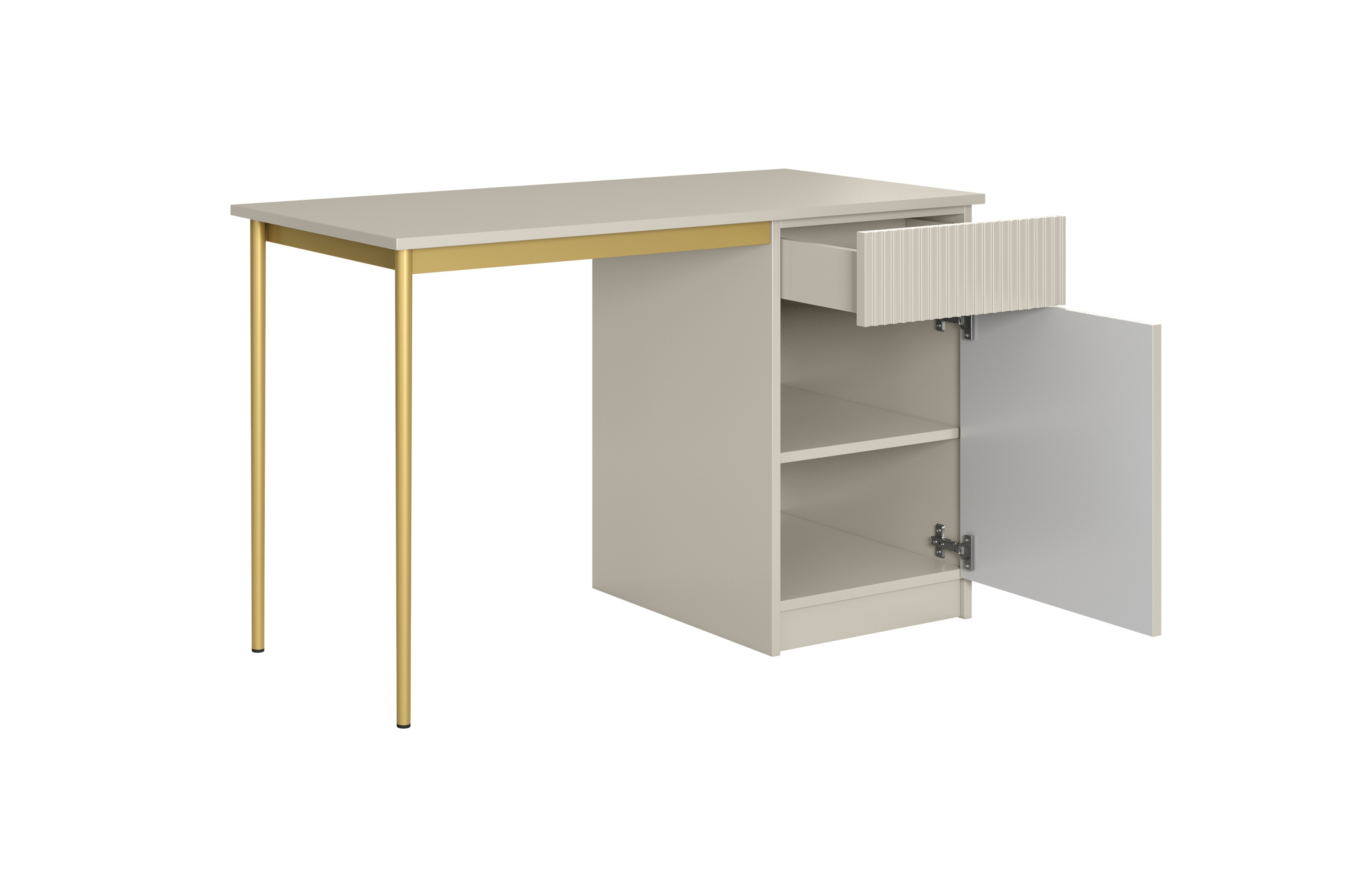 Písací stôl Nicole 120 cm so zásuvkou – kašmírová / zlatá Písací stôl Nicole 120 cm z szuflada - kašmír / zlote nozki (wolnostojace)