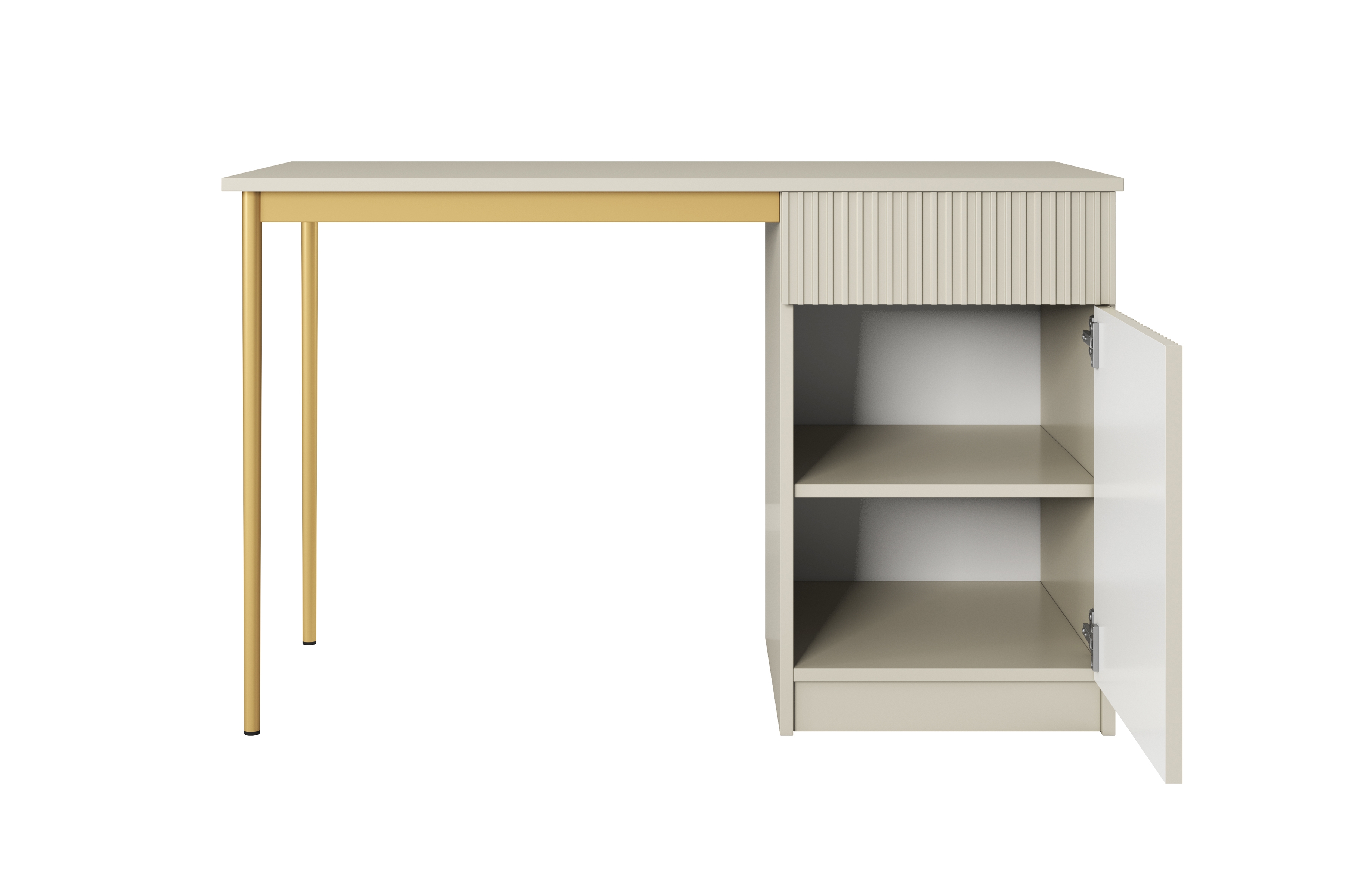 Písací stôl Nicole 120 cm so zásuvkou – kašmírová / zlatá Písací stôl Nicole 120 cm z szuflada - kašmír / zlote nozki (wolnostojace)