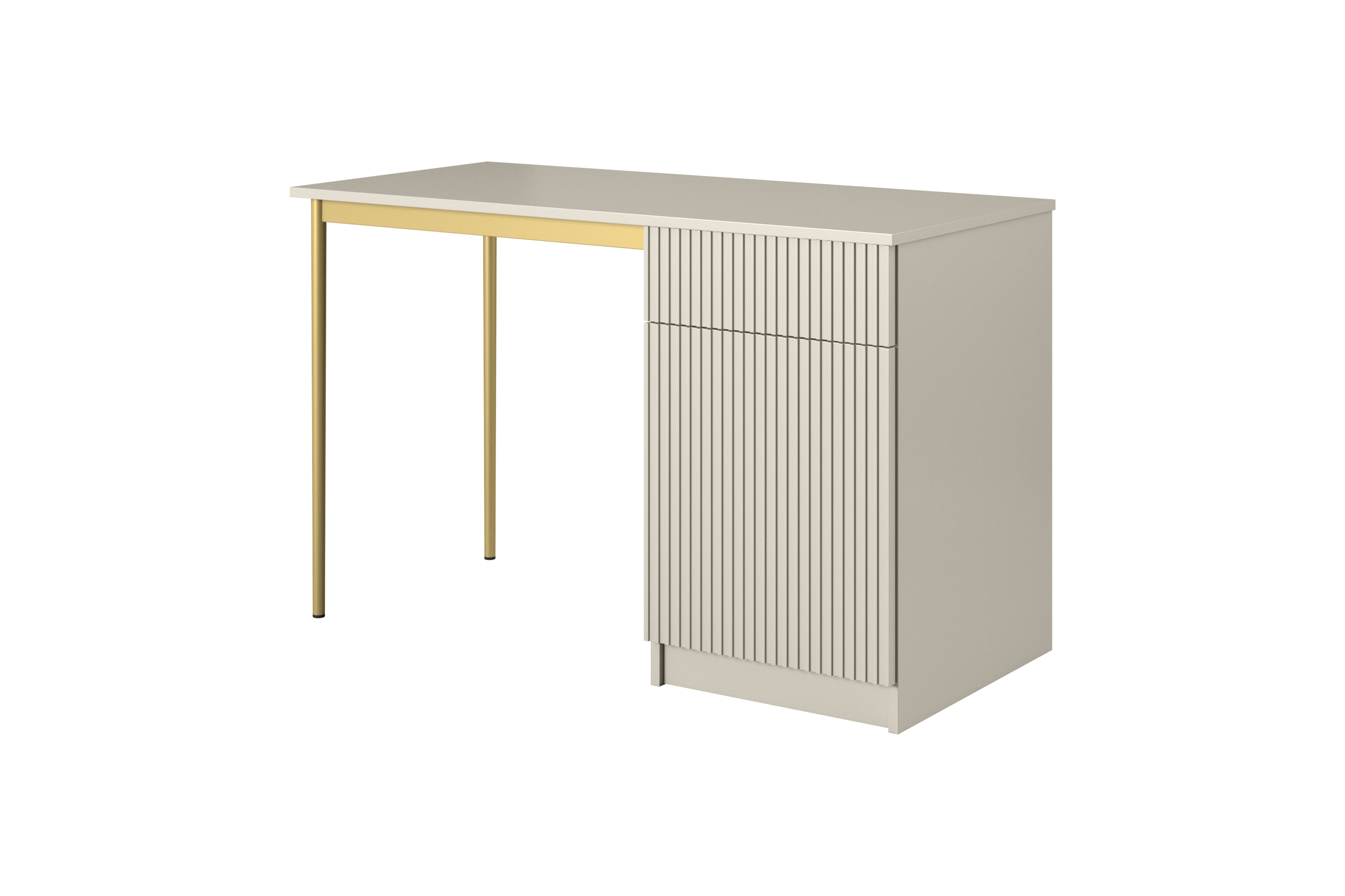 Písací stôl Nicole 120 cm so zásuvkou – kašmírová / zlatá Písací stôl Nicole 120 cm z szuflada - kašmír / zlote nozki (wolnostojace)