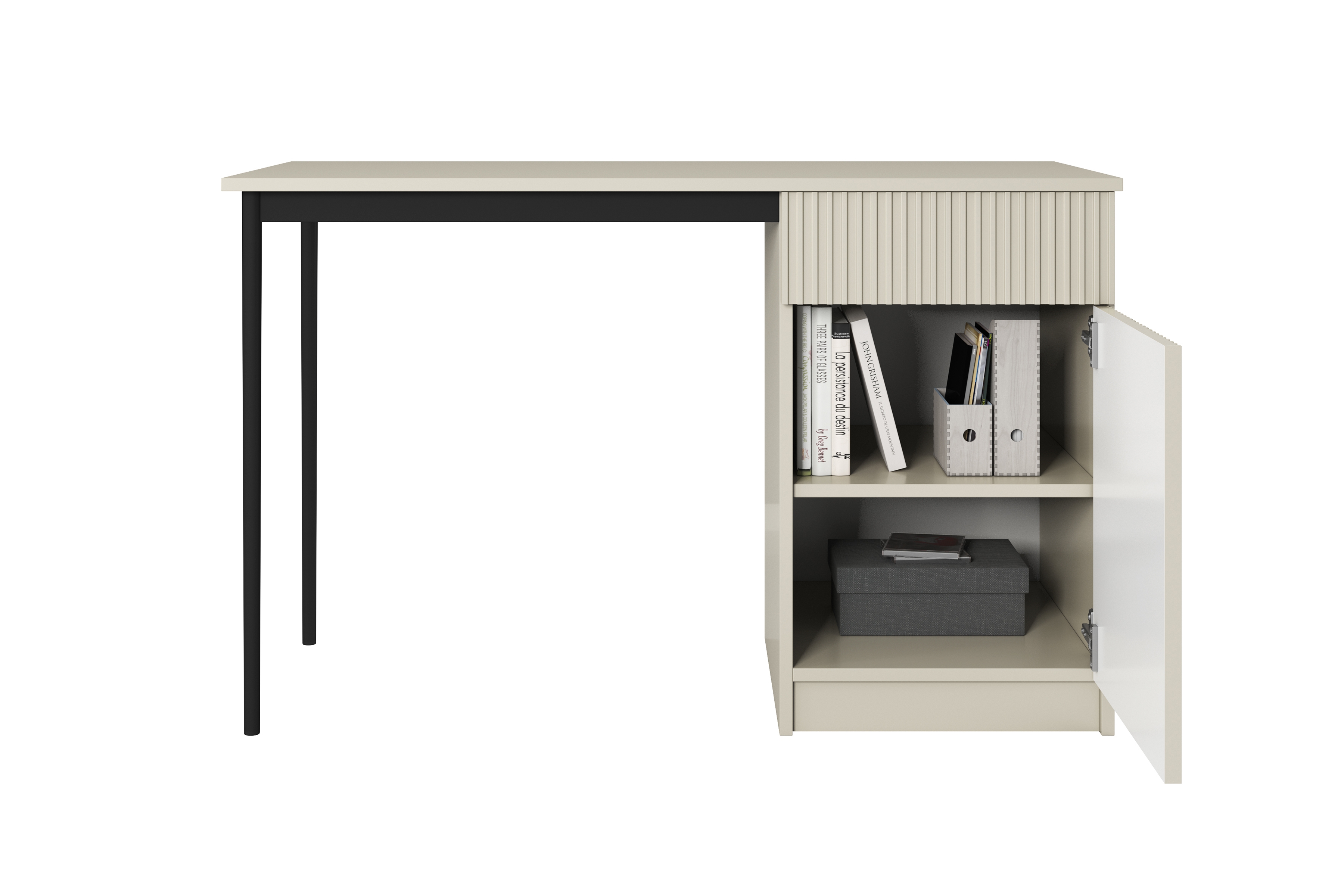 Písací stôl Nicole 120 cm so zásuvkou – kašmírová / čierna Písací stôl Nicole 120 cm z szuflada - kašmír / čierny nozki (wolnostojace)