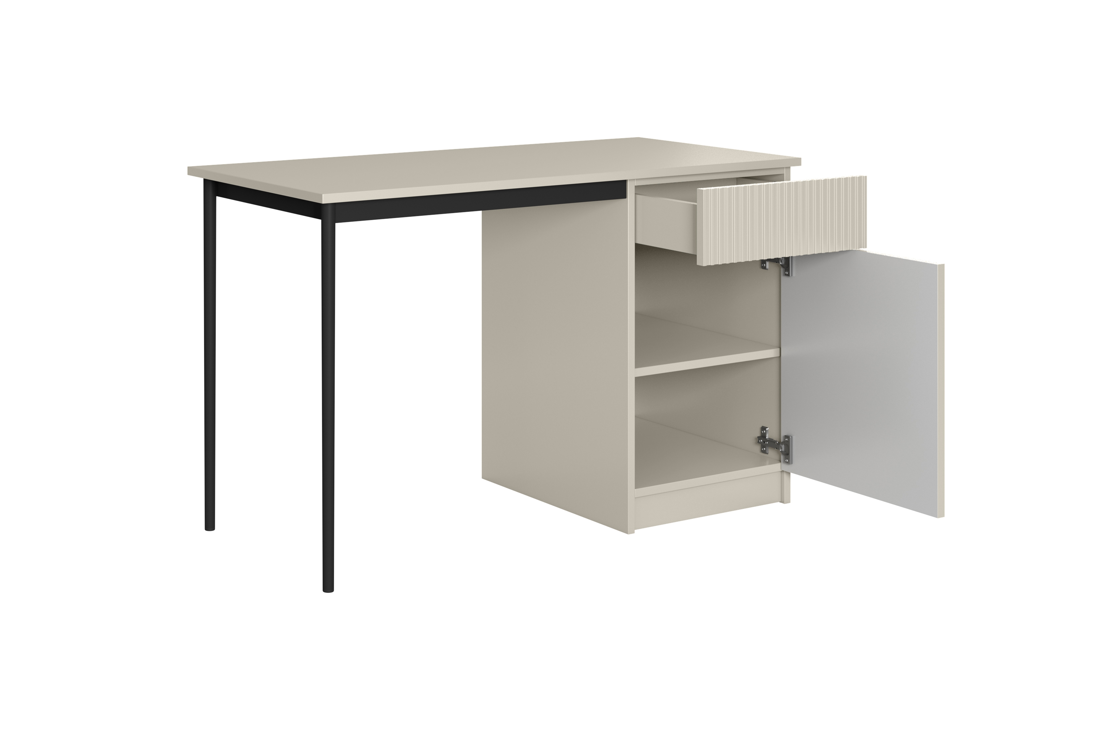 Písací stôl Nicole 120 cm so zásuvkou – kašmírová / čierna Písací stôl Nicole 120 cm z szuflada - kašmír / čierny nozki (wolnostojace)