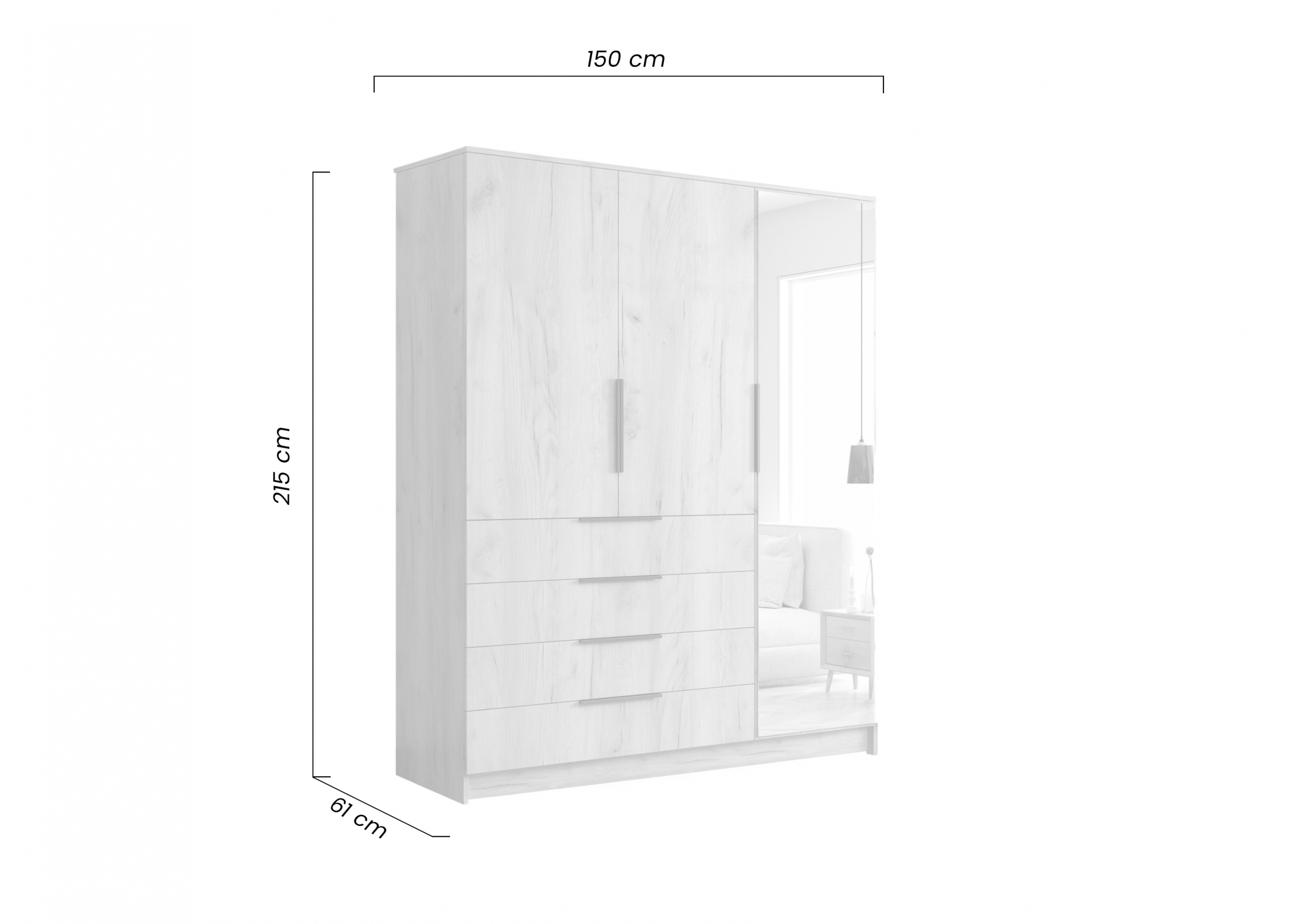 Skriňa sklopná Kerilla z zrkadlom 150 cm - craft zlaté Skriňa sklopná Kerilla z zrkadlom 150 cm - craft zlaté