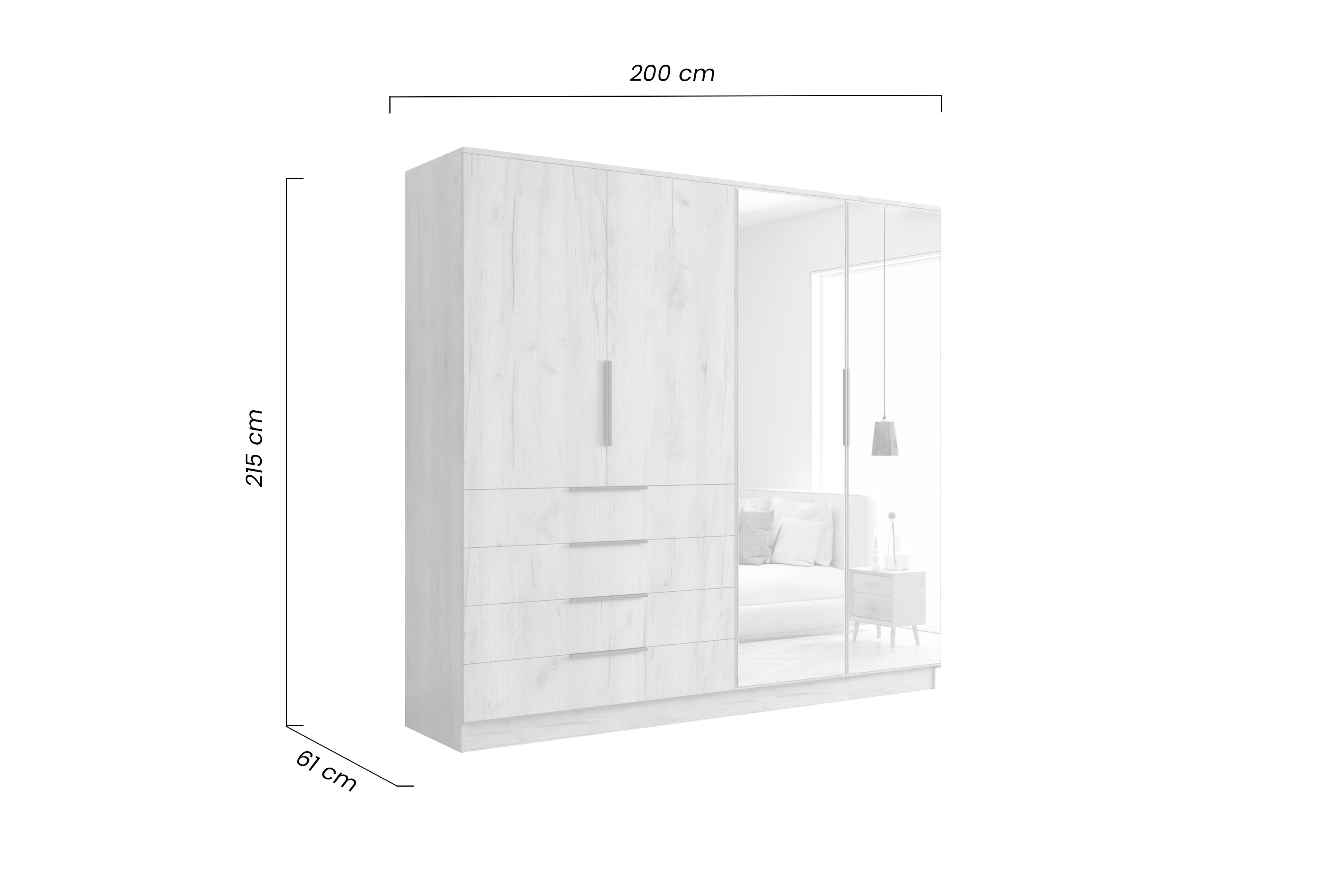 Skriňa sklopná Kerilla z zrkadlom 200 cm - craft zlaté Skriňa sklopná Kerilla z zrkadlom 200 cm - craft zlaté