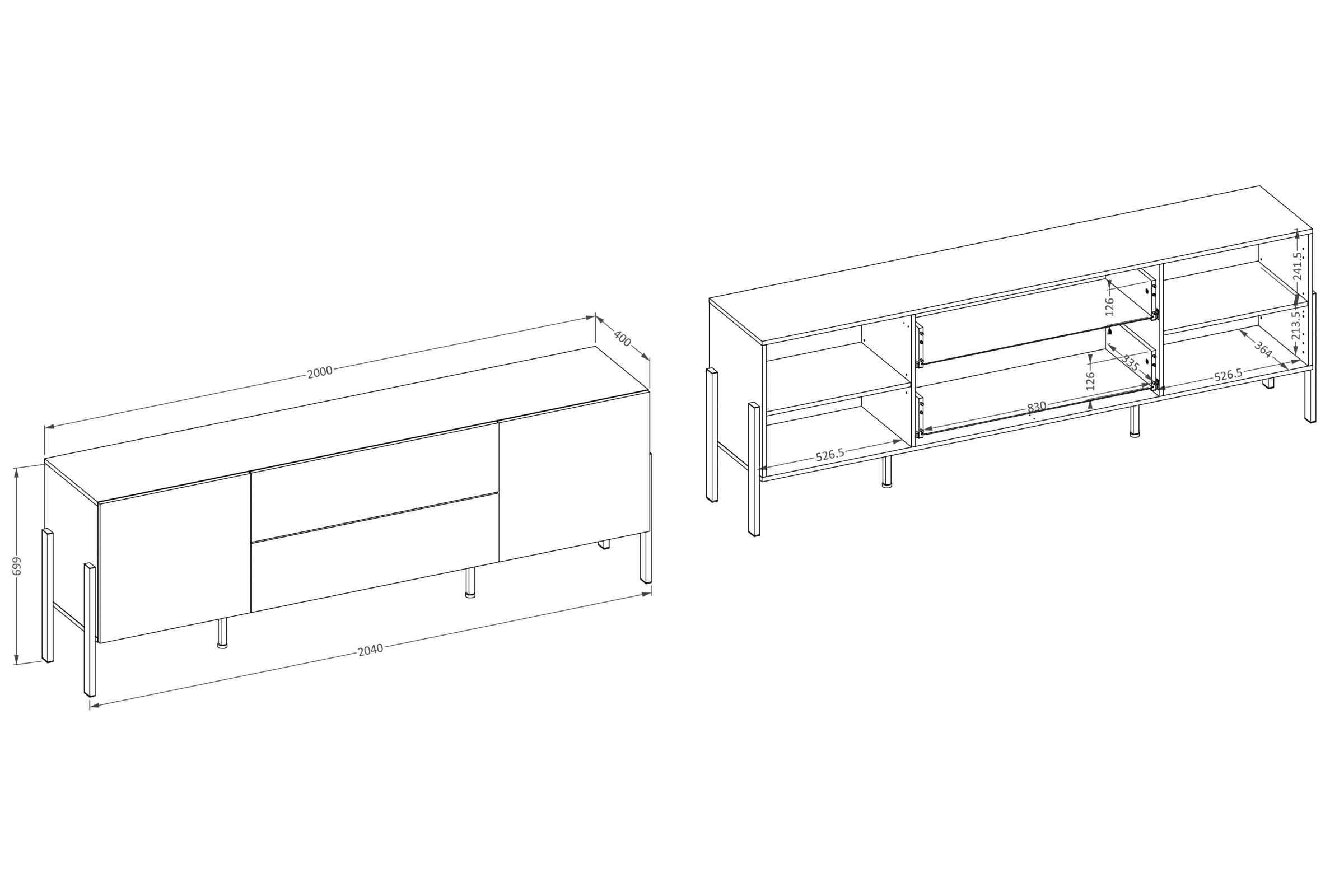 Dulap TV Wezilo 40 cu sertare 204 cm - prun / negru Picioare Dulap TV Wezilo 40 cu sertare 204 cm - prun / negru Picioare