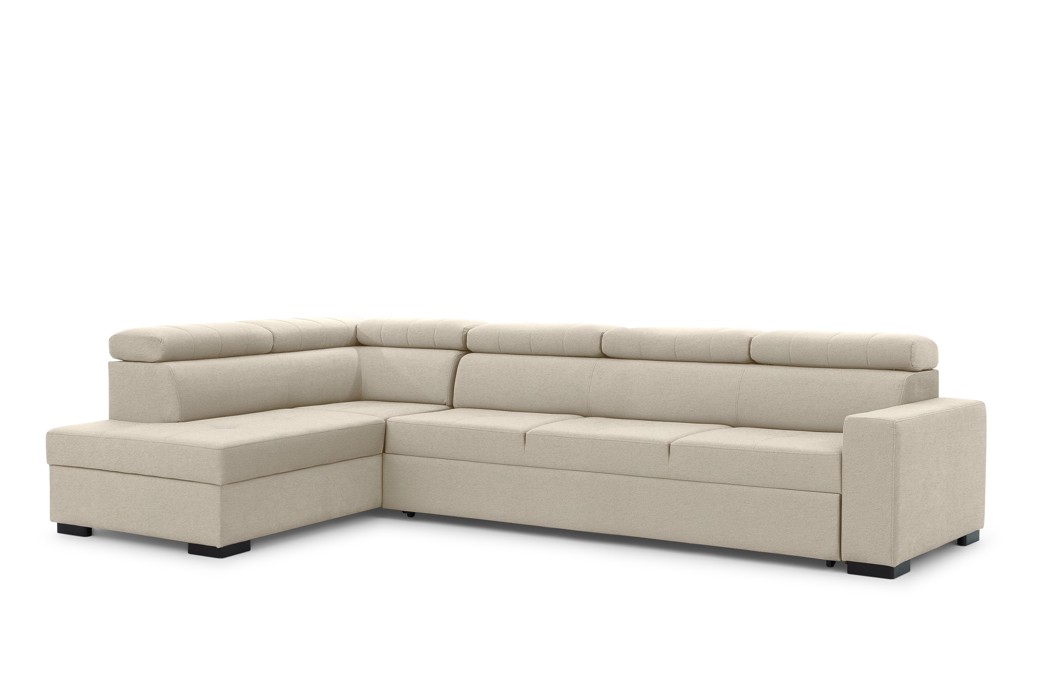 Rozkladacia rohová sedacia súprava Modeno Maxi ľavá - krémová pletenina Ado 1601  Rohová sedacia súprava s funkciou spánku Modeno Maxi Ľavá strana - kremowa plecionka Ado 1601 