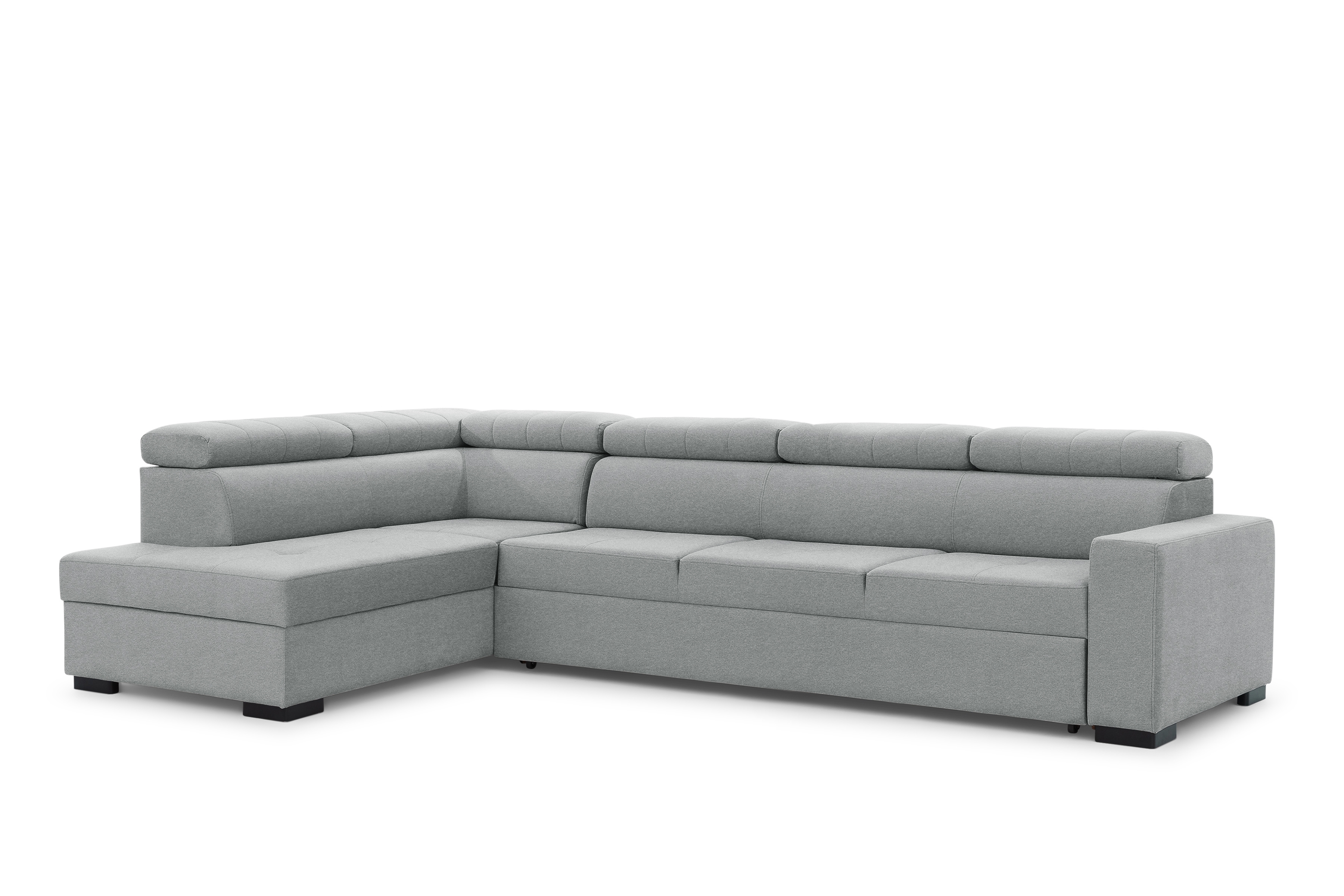 Rozkladacia rohová sedacia súprava Modeno Maxi ľavá - šedá pletenina Ado 1615  Rohová sedacia súprava s funkciou spánku Modeno Maxi Ľavá strana - šedá plecionka Ado 1615 