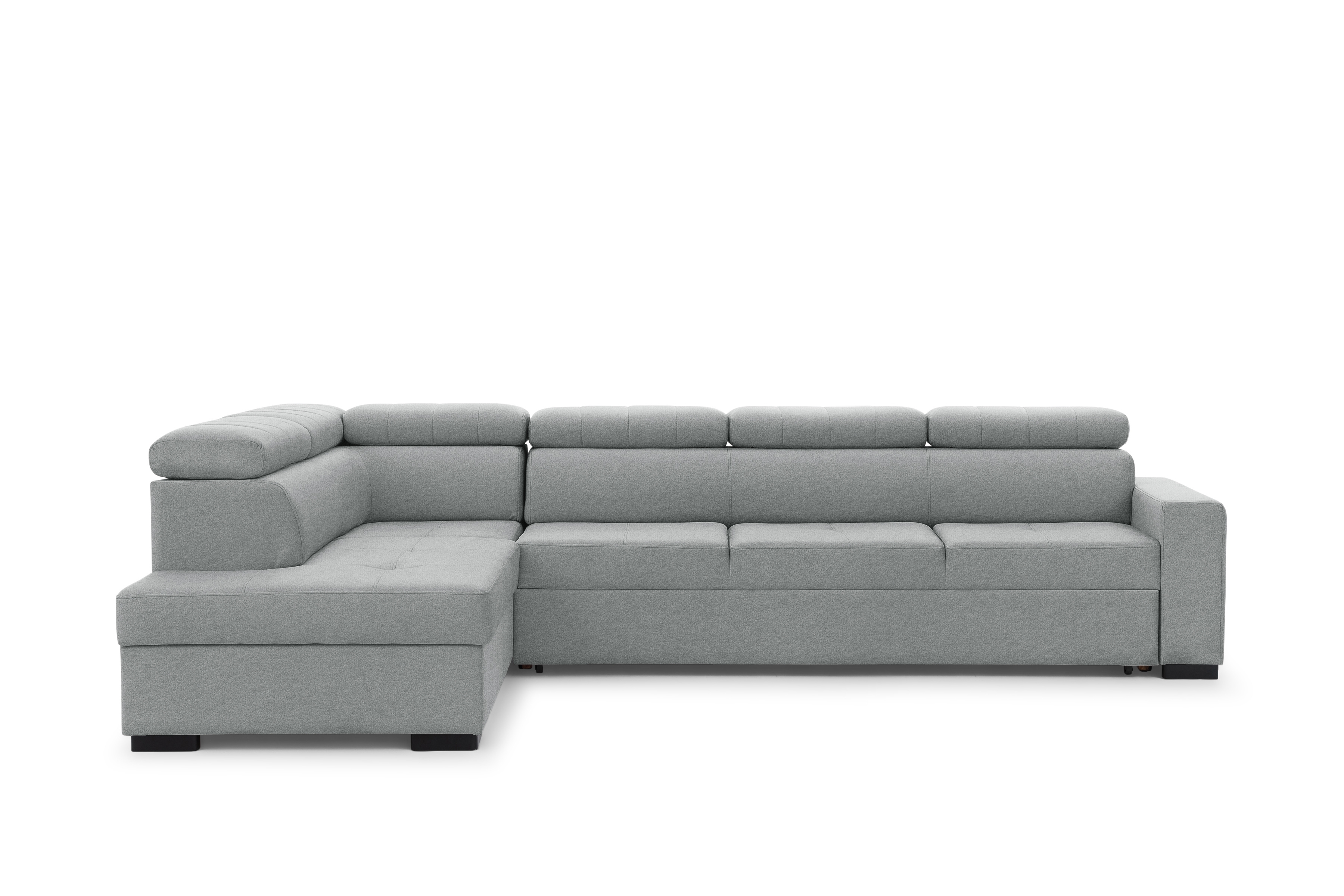 Rozkladacia rohová sedacia súprava Modeno Maxi ľavá - šedá pletenina Ado 1615  Rohová sedacia súprava s funkciou spánku Modeno Maxi Ľavá strana - šedá plecionka Ado 1615 