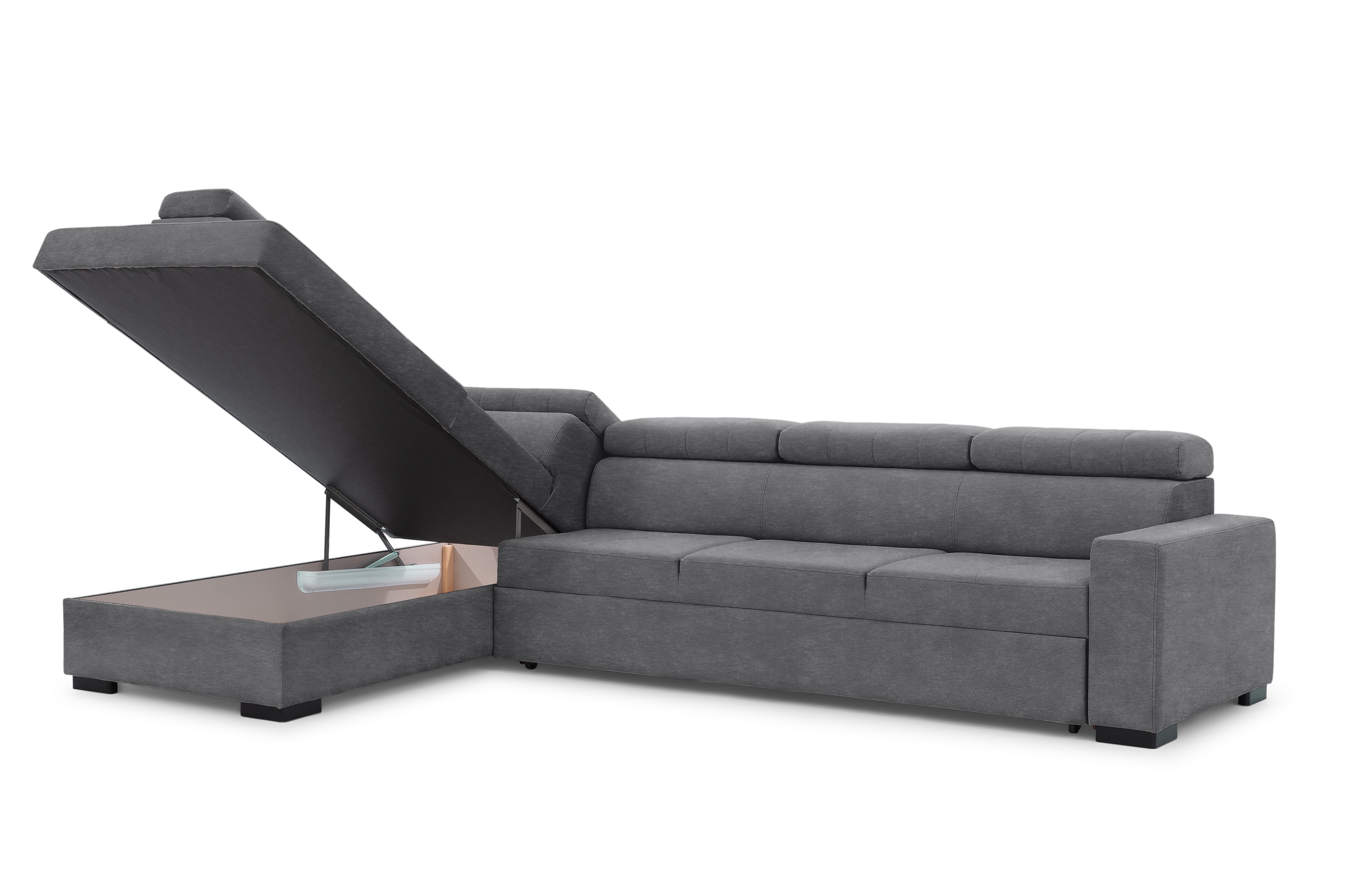 Rohová sedací souprava Modeno Maxi levá s rozkladem - grafitový samet Zetta 304 Rohová sedací souprava rozkládací Modeno Maxi levá - grafitová samet latwoczyszczacy Zetta 304 