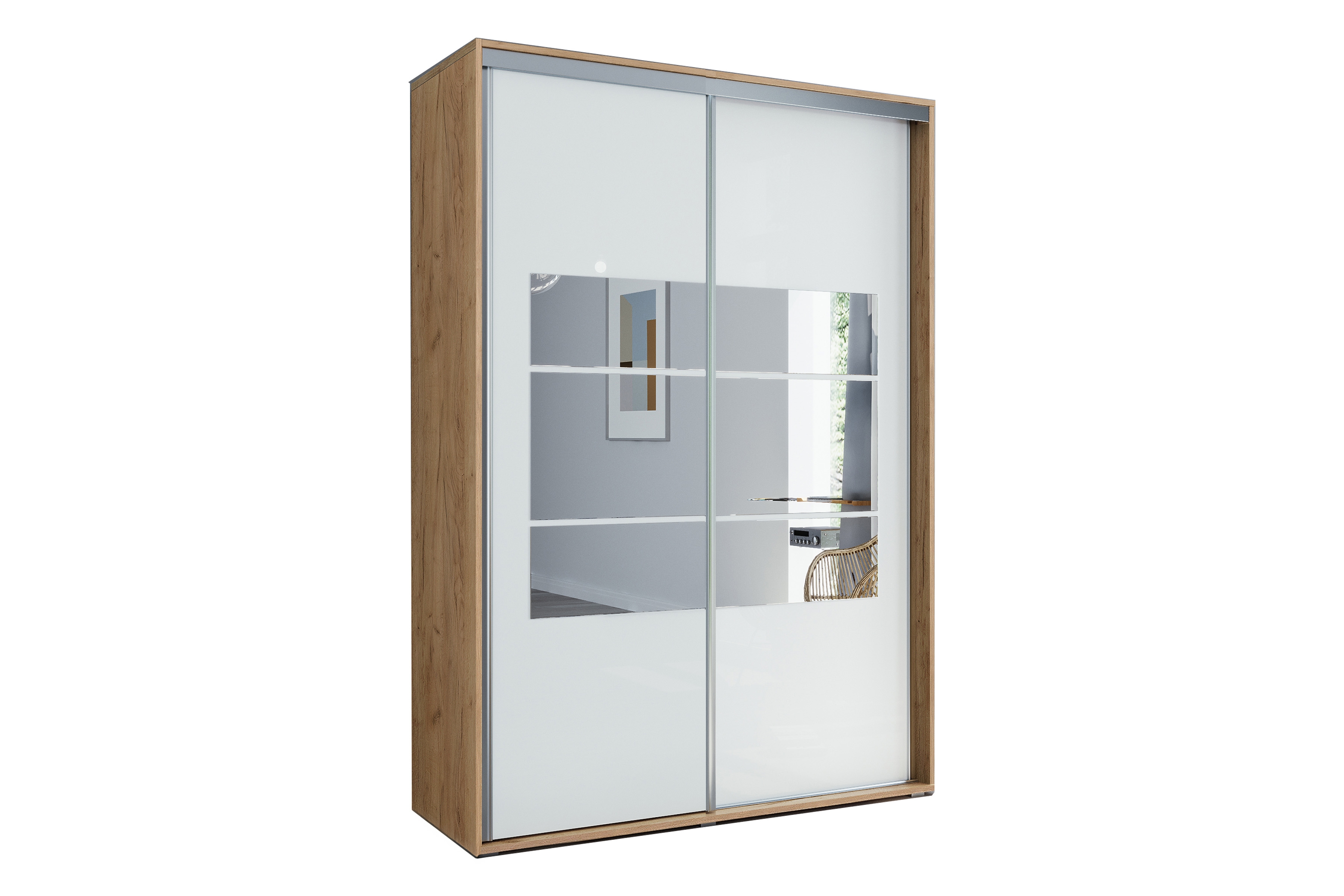 Skriňa s posuvnými dverami Senas 175/245 cm - Biely/craft zlaté Skriňa s posuvnými dverami Senas 175/245 cm - Biely/craft zlaté