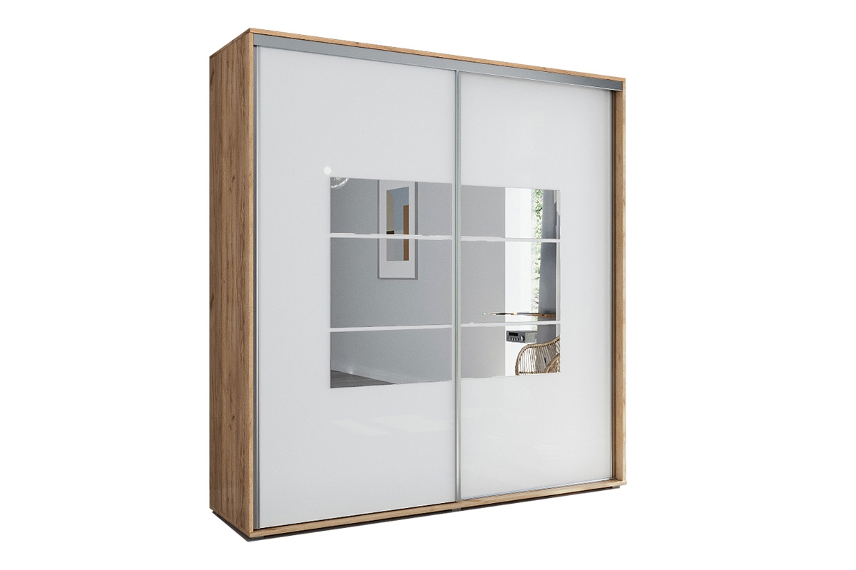 Skriňa s posuvnými dverami Senas 230/215 cm - Biely/craft zlaté Skriňa s posuvnými dverami Senas 230/215 cm - Biely/craft zlaté