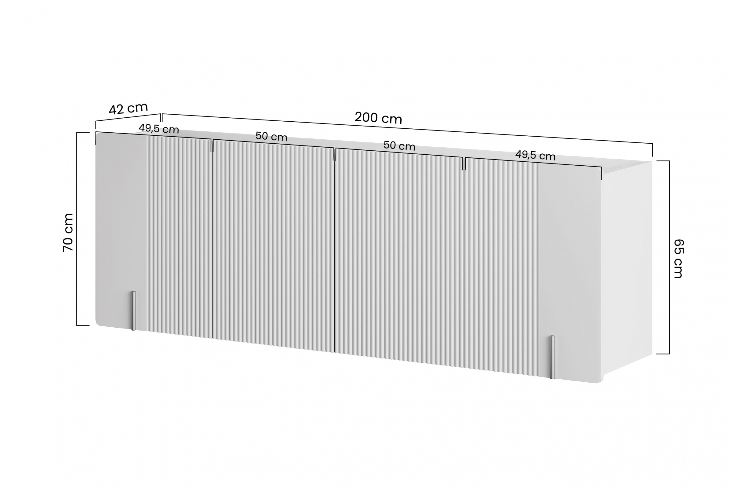 Závěsná komoda Malmi 200 cm - černý mat / zlatá Komoda Malmi 200 cm závěsná - černá mat / zlatá