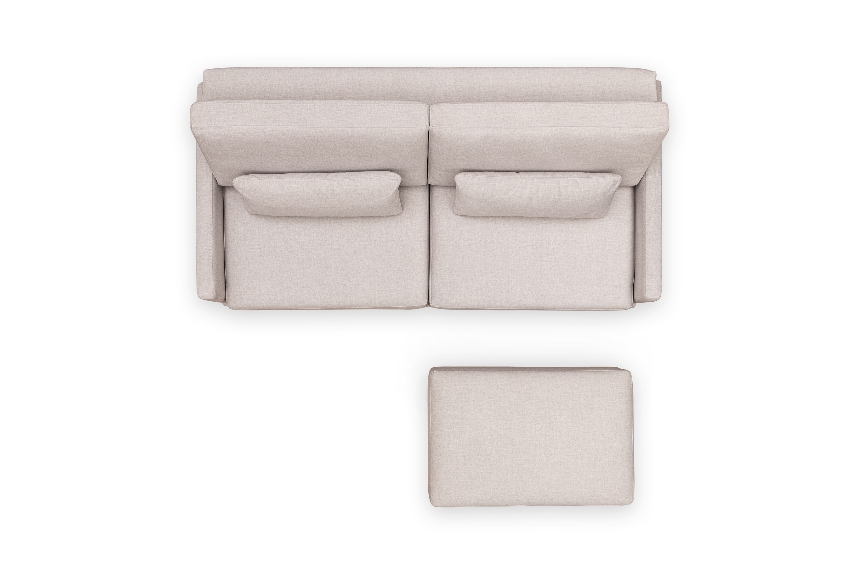 Sedacia súprava Meloria - pohovka a taburetka - béžová látka Maya 01 Komplet nábytku wypoczynkowych do obývacej izby Meloria - Pohovka i Taburet - Béžová látka ľahkočistiaca Maya 01