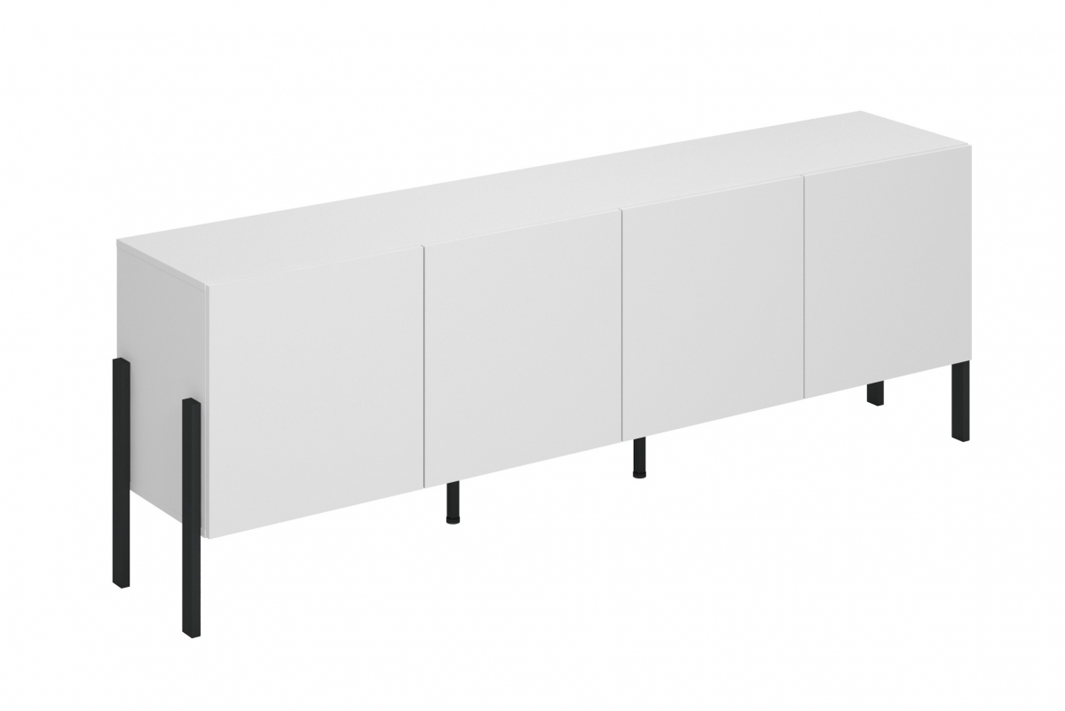 skříňka RTV Jukon 204 cm - bílá supermat / černé nožičky - Výprodej z expozice skříňka RTV Wezilo 204 cm - bílá supermat / černé nožičky - Výprodej z expozice