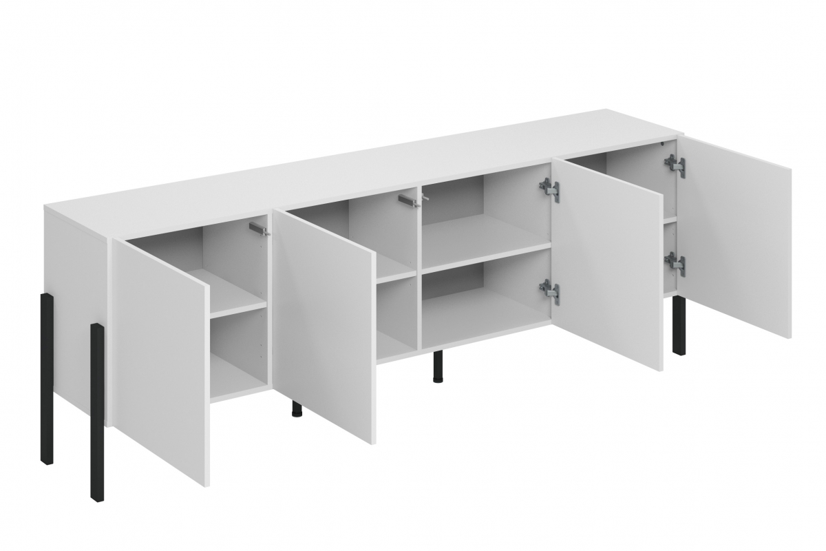 skříňka RTV Jukon 204 cm - bílá supermat / černé nožičky - Výprodej z expozice skříňka RTV Wezilo 204 cm - bílá supermat / černé nožičky - Výprodej z expozice