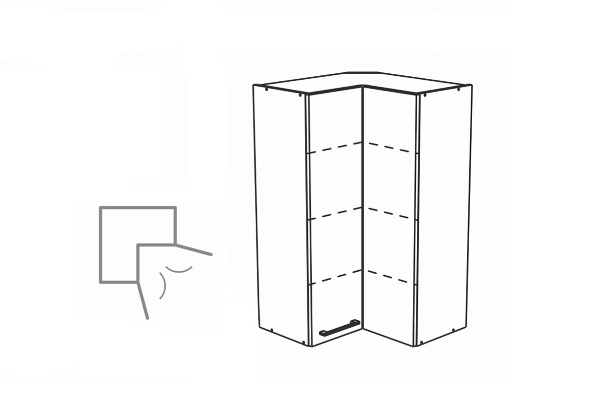 skříňka kuchyňská závěsná Kammono P4 WRP65/90 dvoudveřová rohová skříňka kuchyňská závěsná Kammono P4 WRP65/90 dvoudveřová rohová