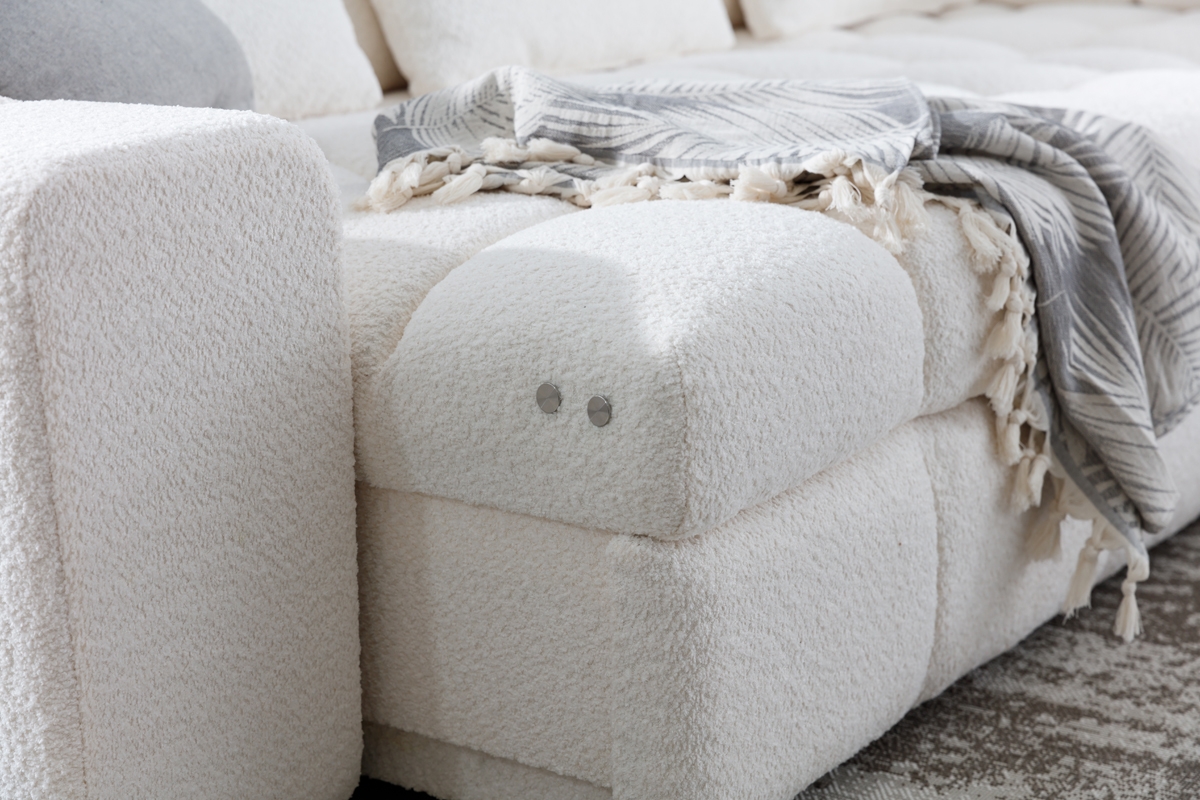 Rohová sedacia súprava Magnelio L s elektricky výsuvným sedákom pravá - béžové buklé Raven 22 Rohová sedacia súprava Magnelio L s elektricky výsuvným sedákem