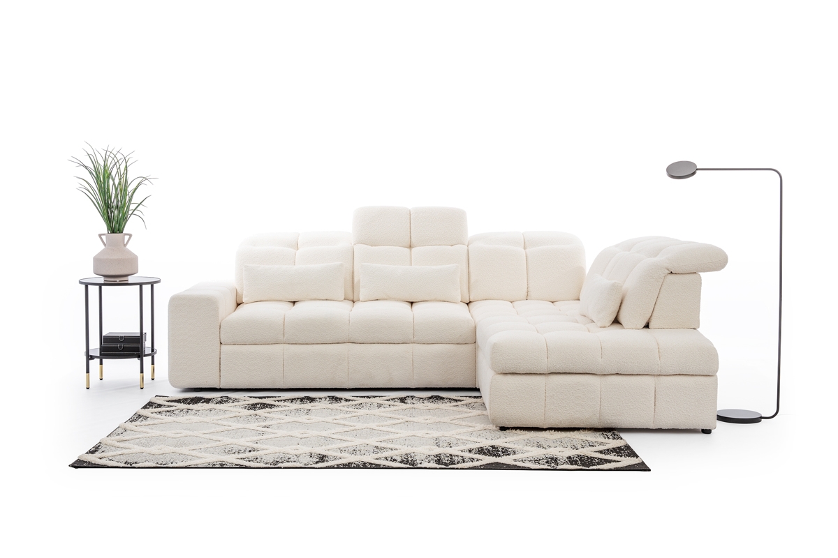 Rohová sedacia súprava Magnelio L s elektricky výsuvným sedákom pravá - béžové buklé Raven 22 Rohová sedacia súprava Magnelio L s elektricky výsuvným sedákem