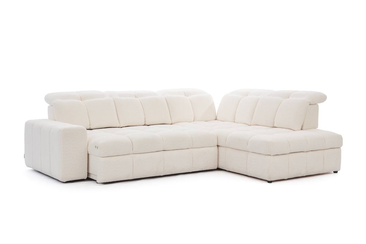 Rohová sedacia súprava Magnelio L s elektricky výsuvným sedákom pravá - béžové buklé Raven 22 Rohová sedacia súprava Magnelio L s elektricky výsuvným sedákem