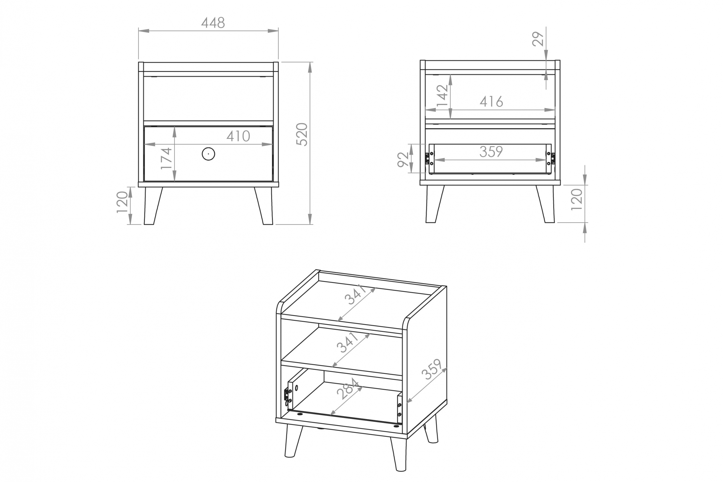 Dětský noční stolek Marla 45 cm - pouštní písek / růžová Noční stolek Marla 45 cm - piasek pustyni / millenial pink