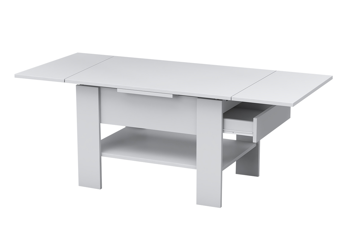 Konferenčný stolík rozkladana so zásuvkami Lumin - Biely - Limitovaná ponuka expozície Konferenčný stolík rozkladana so zásuvkami Lumin - Biely - Limitovaná ponuka expozície
