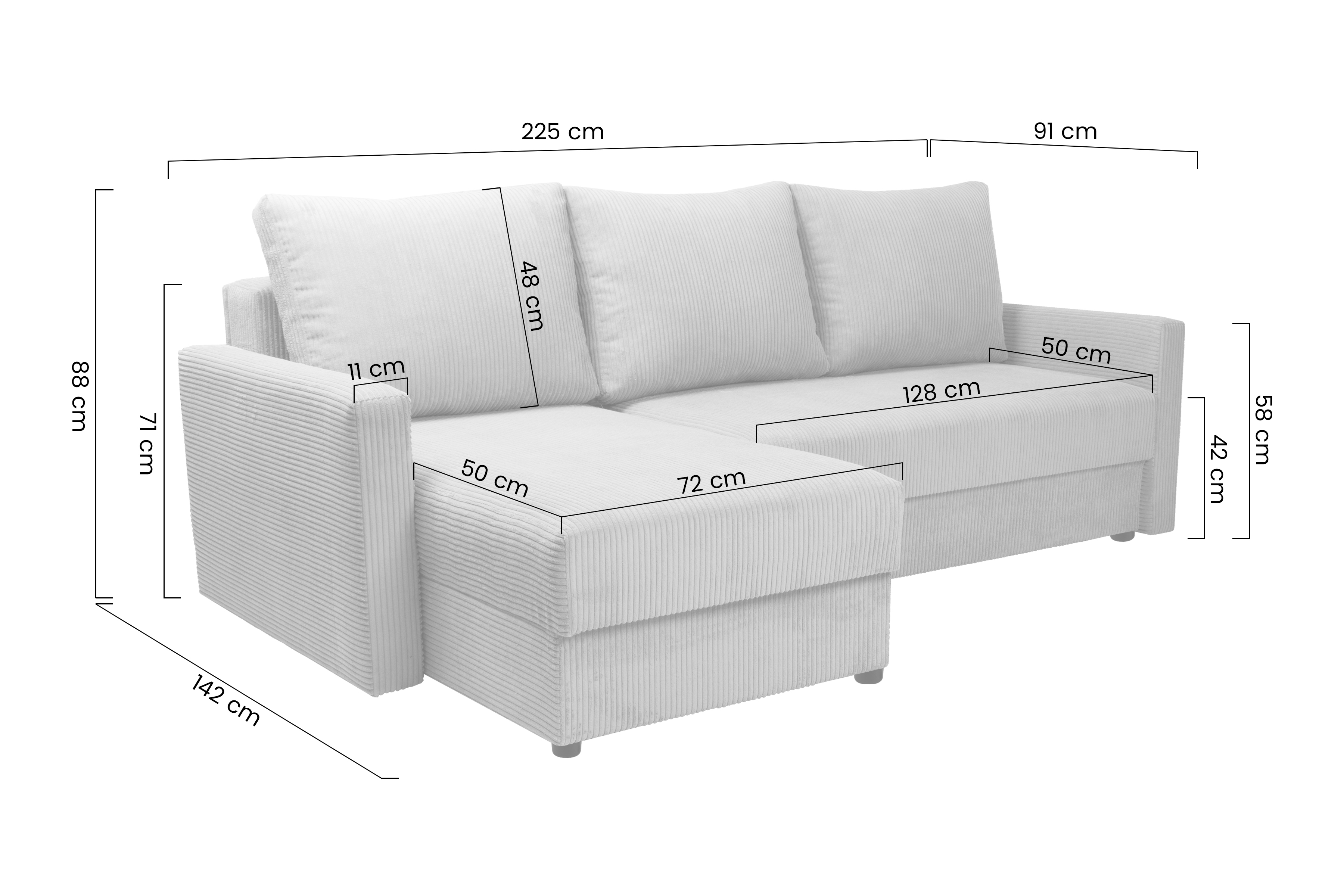 Rozkládací rohová sedací souprava Laveris - béžová Lincoln 17 Rohová sedací souprava Laveris rozkladany uniwersalny prawo/levá - béžová manšestr Lincoln 17