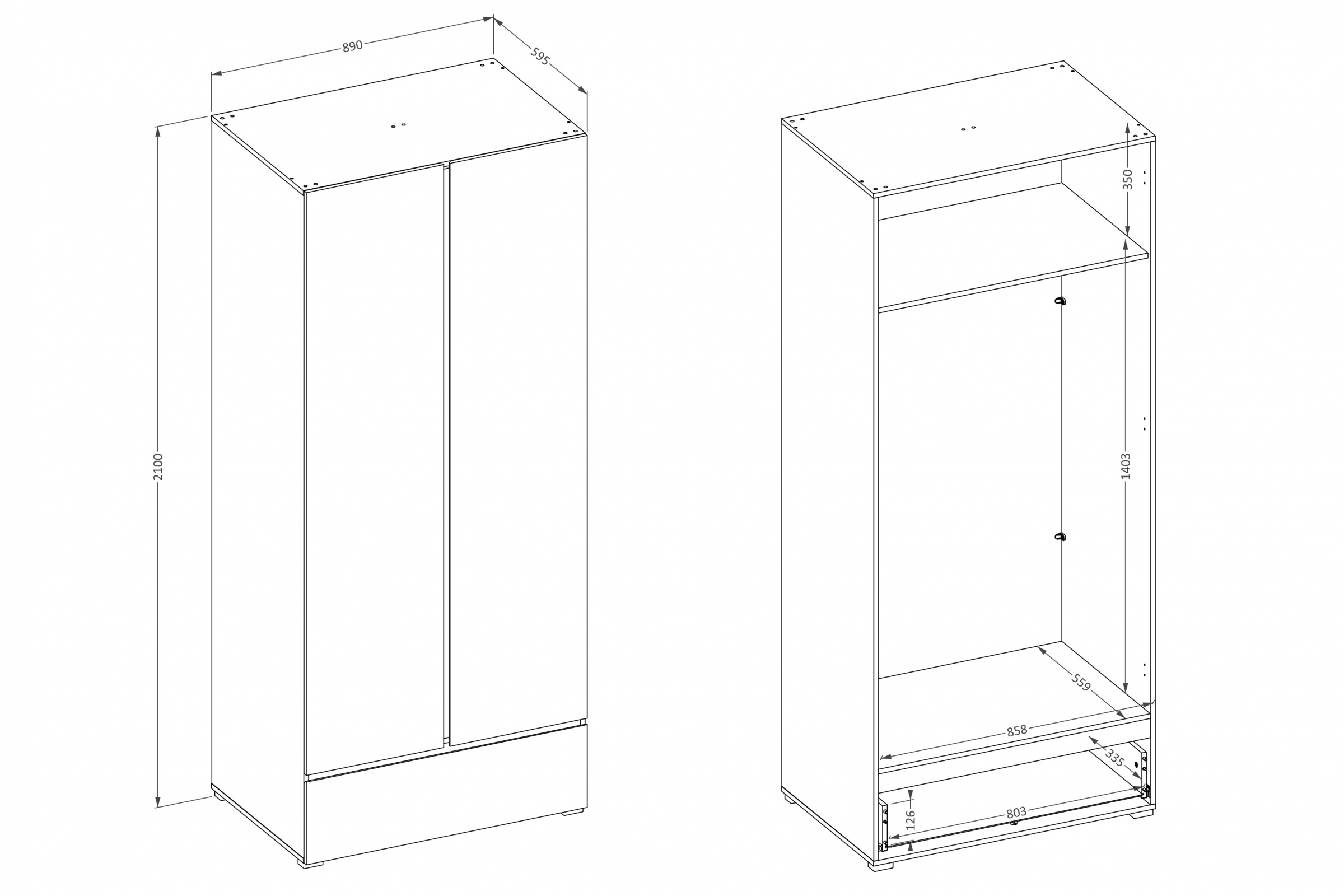 Šatníková skriňa Cross 89 cm so zásuvkou - kašmírová / čierna Skriňa Gramon 89 cm z szuflada - kašmír / Čierny