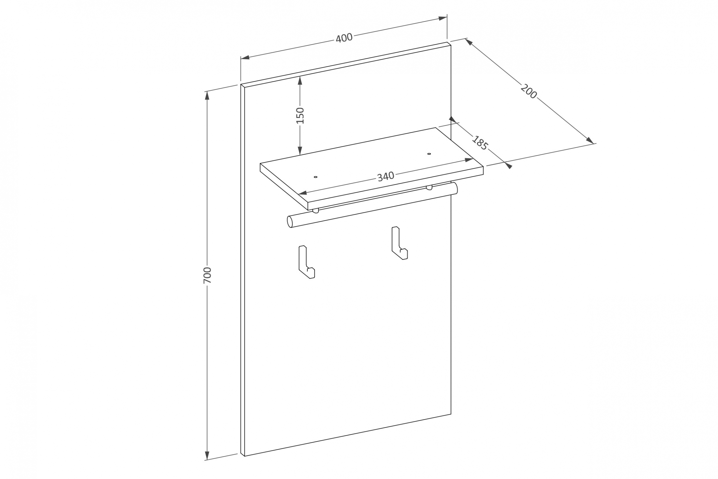 Vešiak Cross 40 cm - kašmírová / čierna Vešiak Gramon 40 cm - kašmír / Čierny
