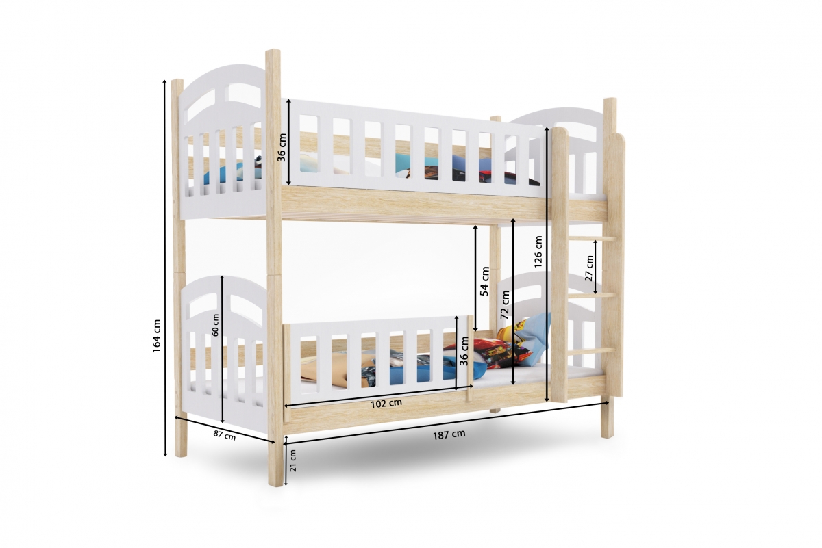 Postel patrová  Nati 80x180 se zásuvkami - bílá  Postel patrová  Nati 80x180 se zásuvkami - bílá 